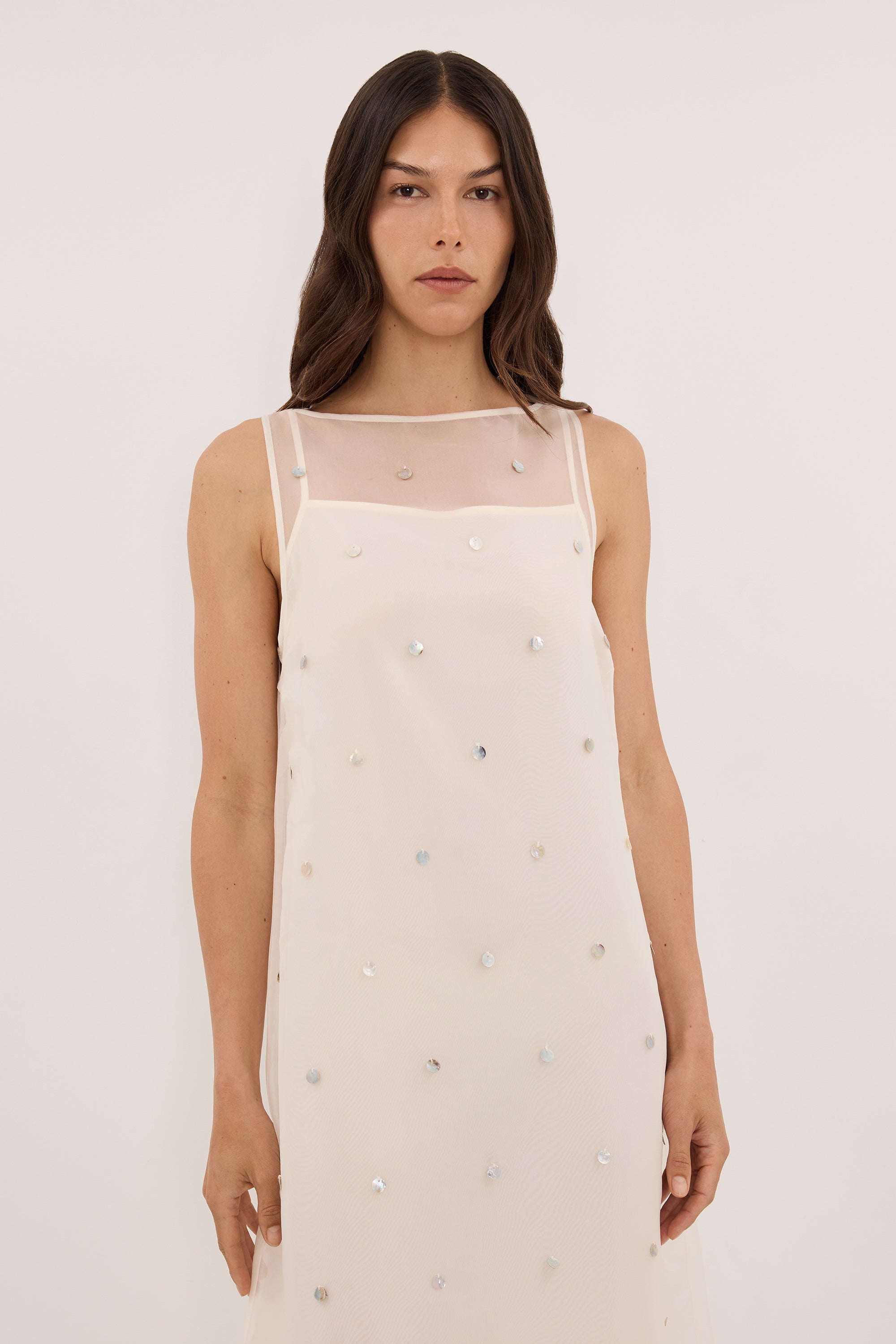 SOLEIL IVORY SILK ORGANZA MIDI DRESS - PRE ORDER
