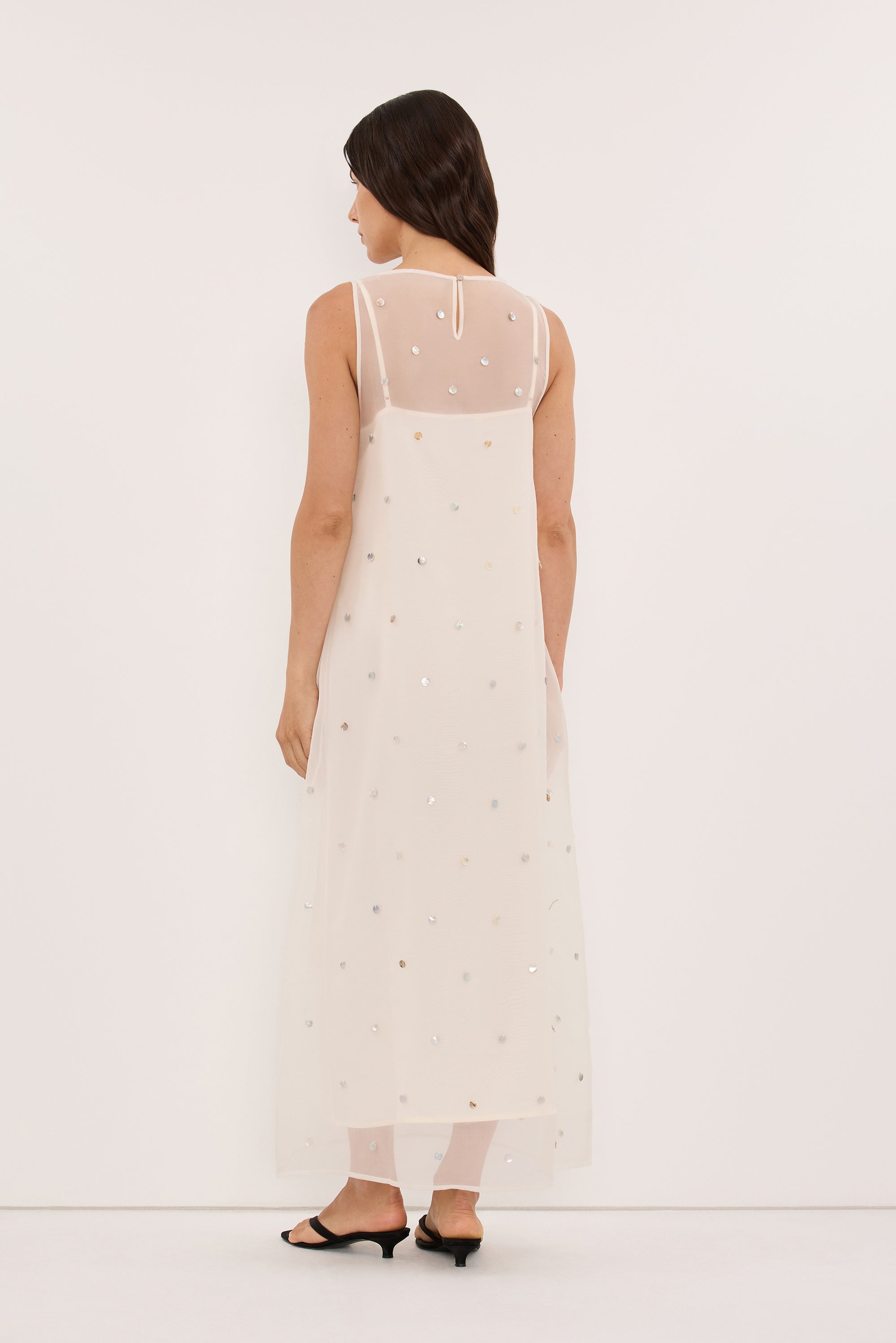 SOLEIL IVORY SILK ORGANZA MIDI DRESS - PRE ORDER