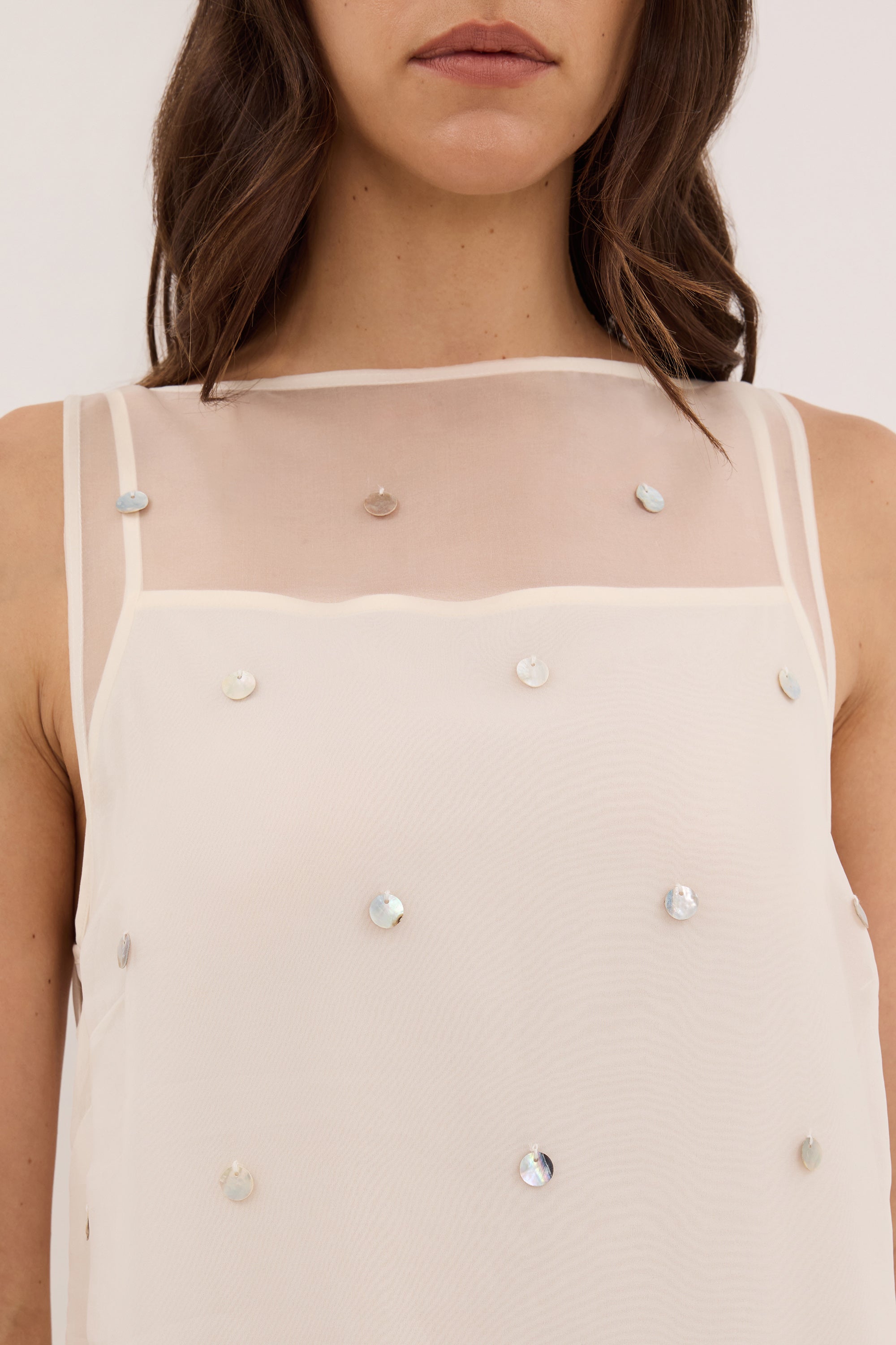 SOLEIL IVORY SILK ORGANZA MIDI DRESS - PRE ORDER