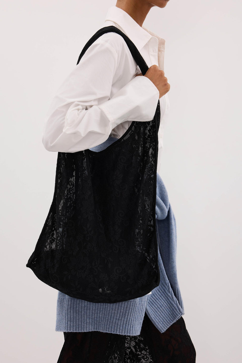 ANYA BLACK LACE SHOULDER BAG