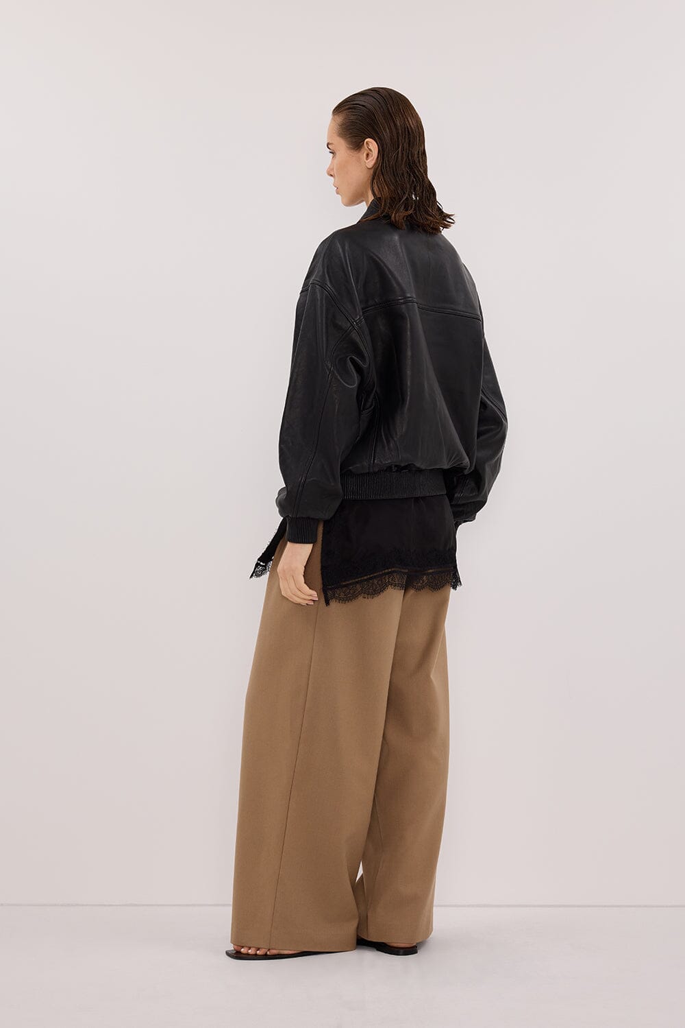 HUTTON BLACK LEATHER BOMBER JACKET Clothing DISSH Boutiques 