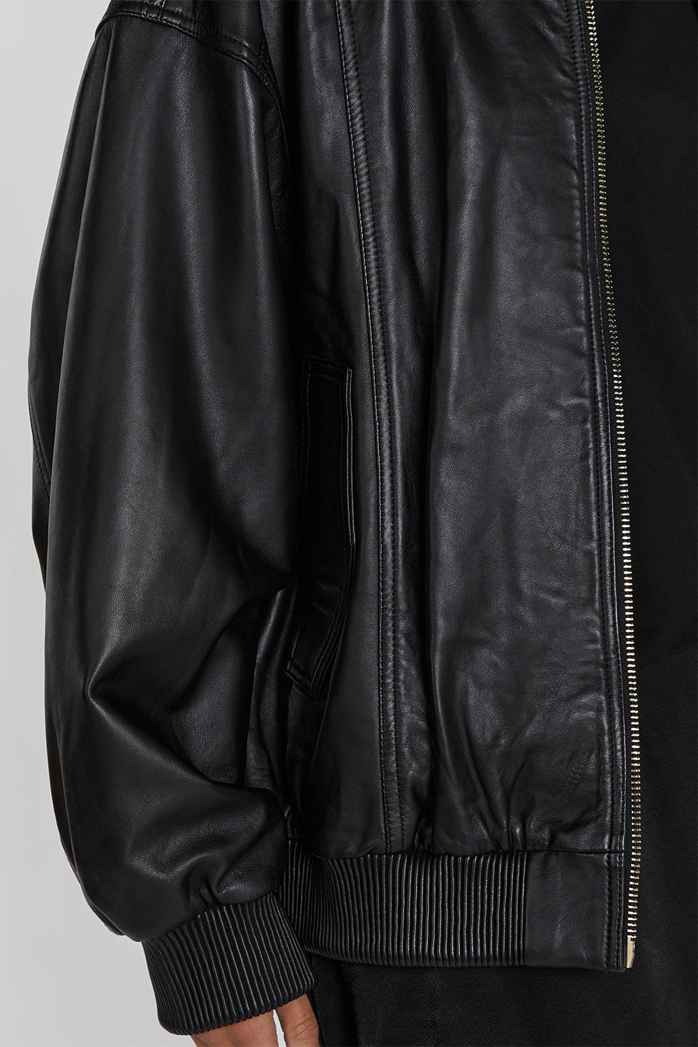 Men's Casual Black Bomber Leather Jacket | Bomber Jacket