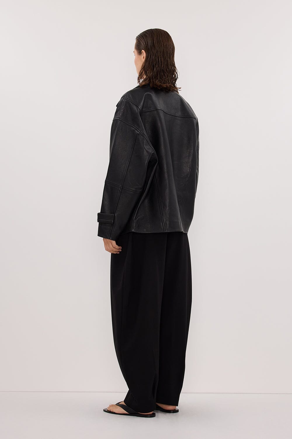 MARGOT BLACK OVERSIZED LEATHER JACKET Clothing DISSH Boutiques 