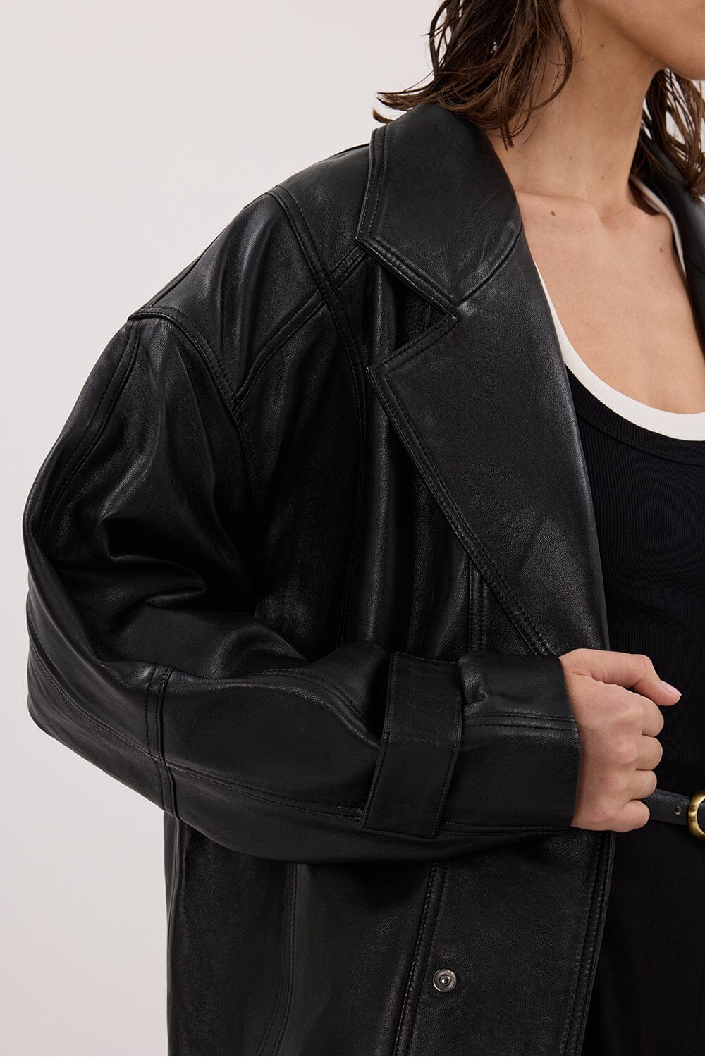 MARGOT BLACK OVERSIZED LEATHER JACKET Clothing DISSH Boutiques 