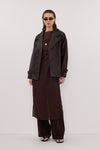 MARGOT CHOC OVERSIZED LEATHER JACKET