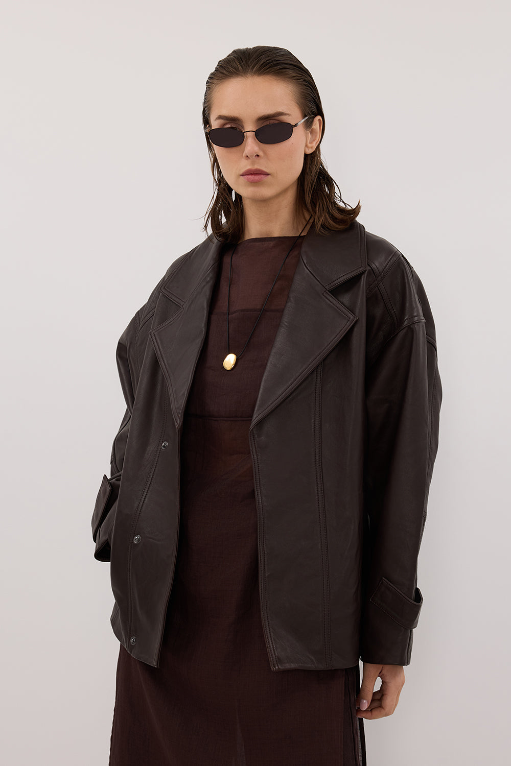 MARGOT CHOC LEATHER JACKET Clothing DISSH Boutiques 