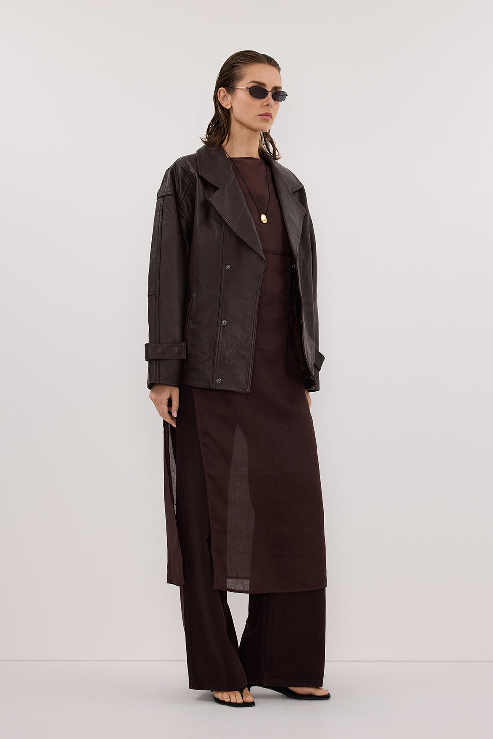 MARGOT CHOC LEATHER JACKET Clothing DISSH Boutiques 