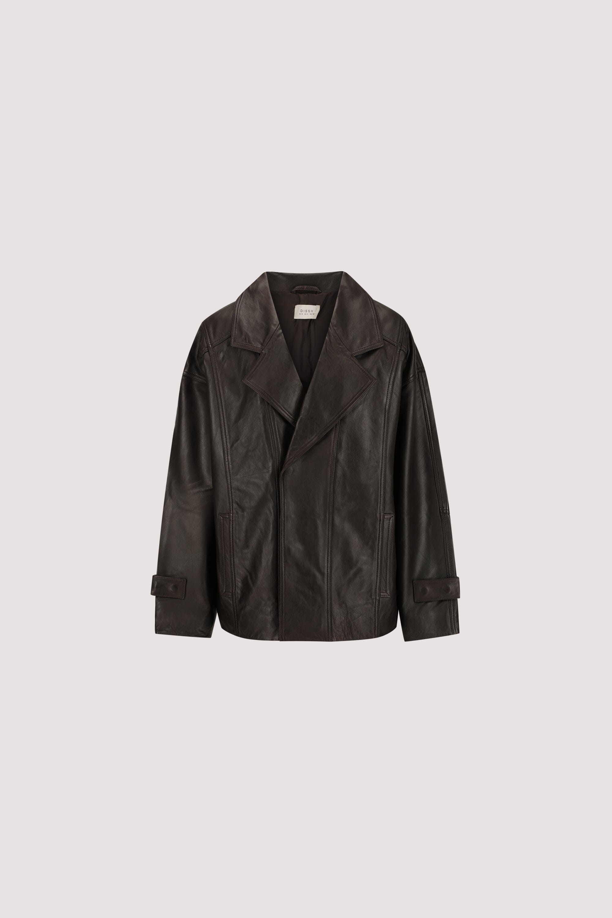 MARGOT CHOC OVERSIZED LEATHER JACKET
