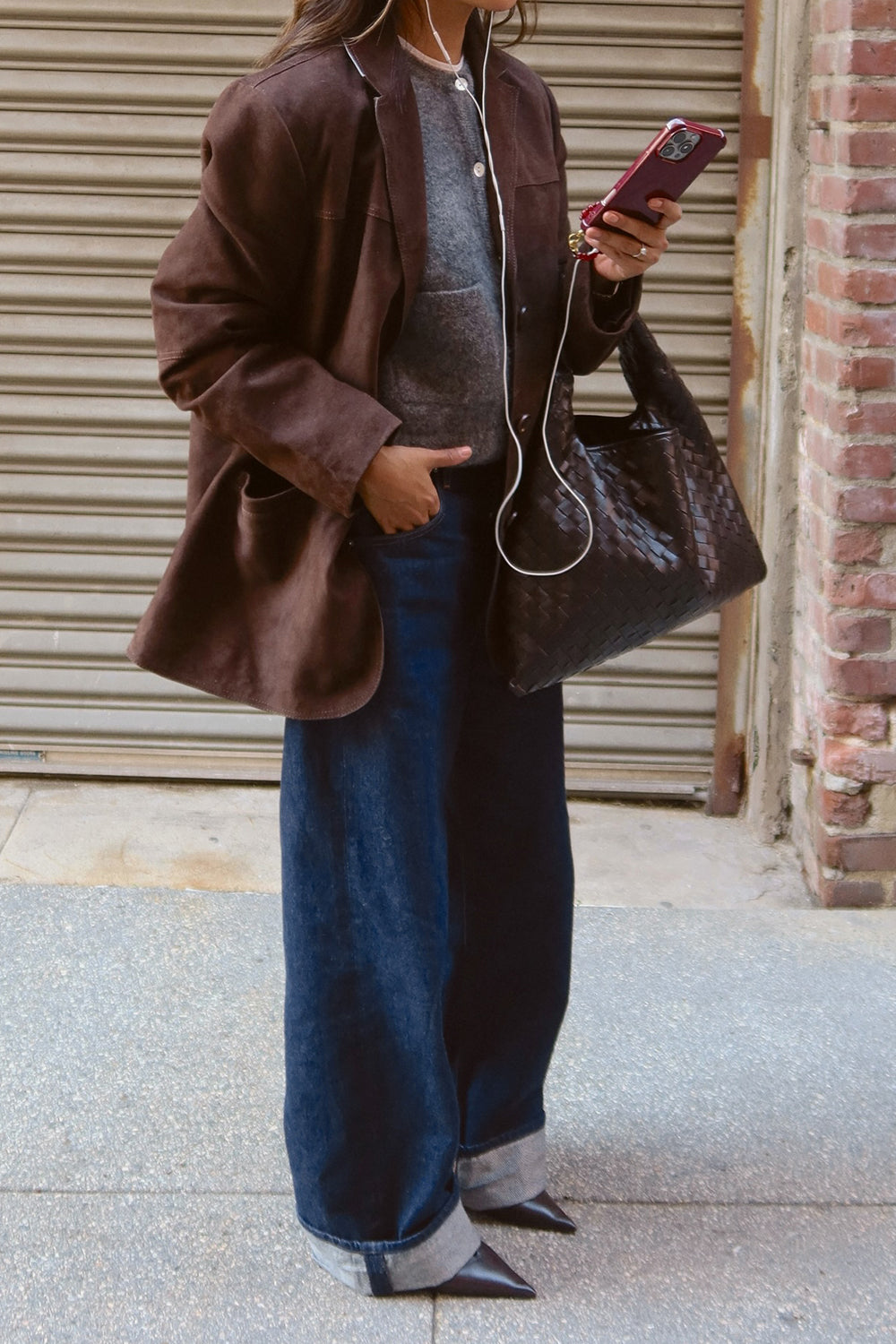 HENDRIX BITTER CHOC OVERSIZED SUEDE LEATHER JACKET