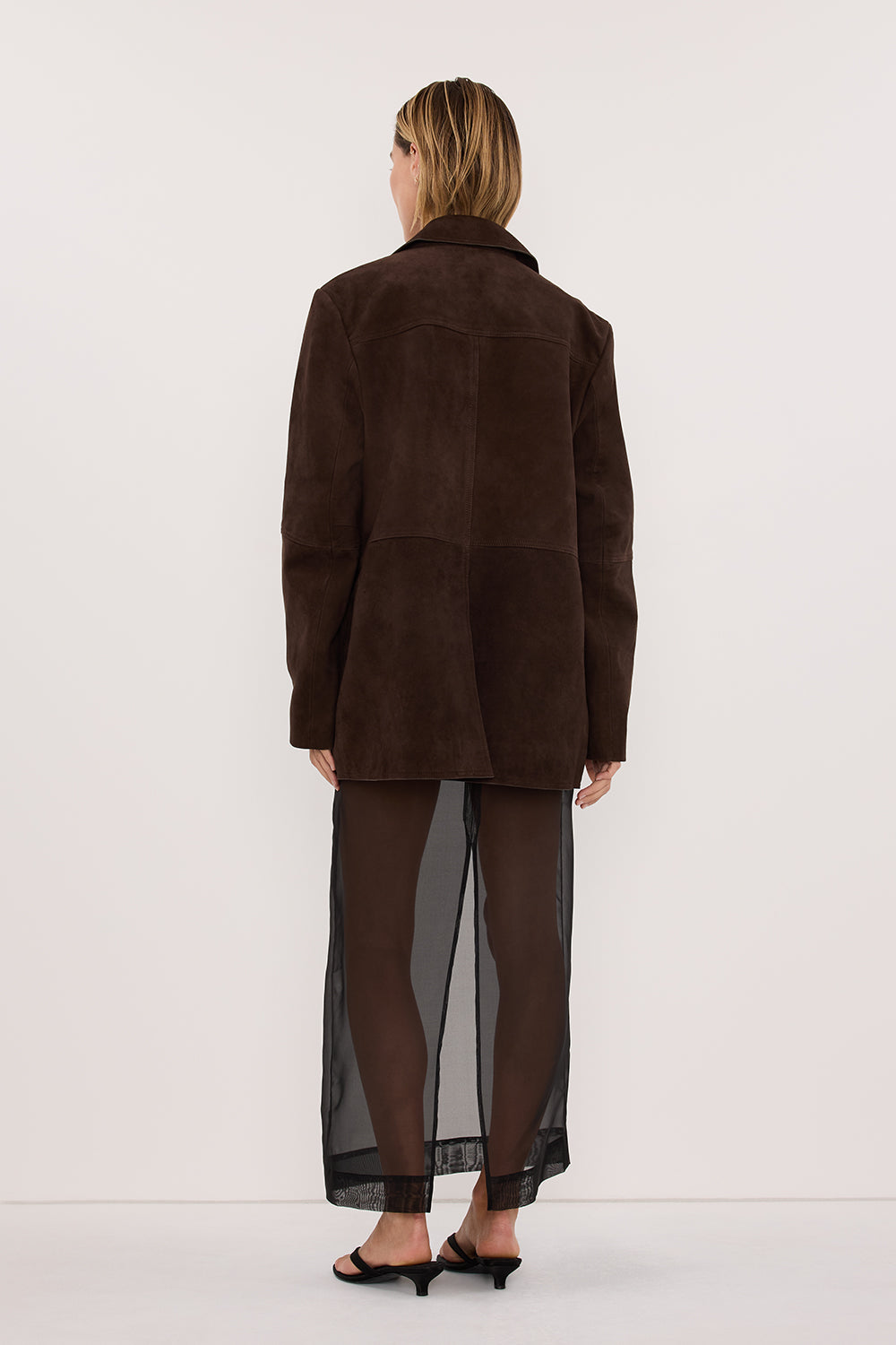 HENDRIX BITTER CHOC OVERSIZED SUEDE LEATHER JACKET