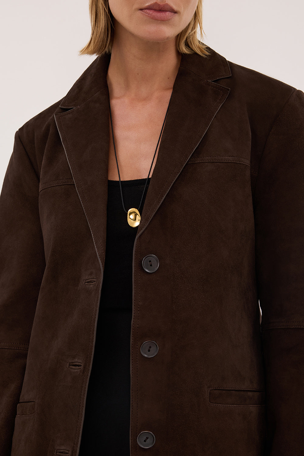 HENDRIX BITTER CHOC OVERSIZED SUEDE LEATHER JACKET