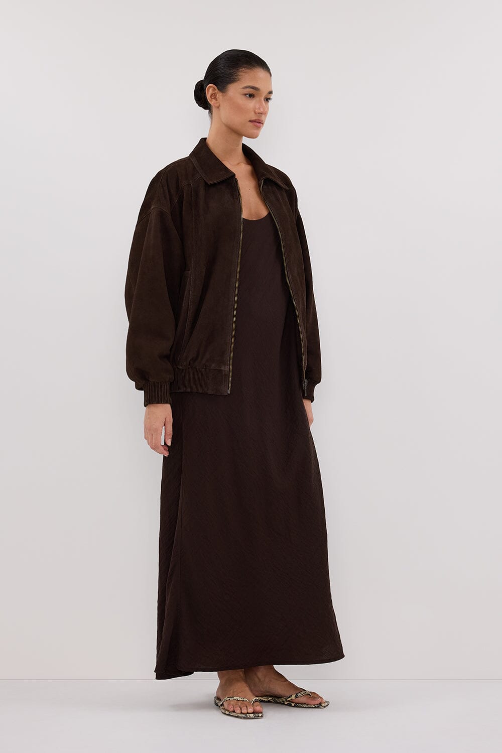 DALTON BITTER CHOC SUEDE BOMBER Clothing DISSH Boutiques 