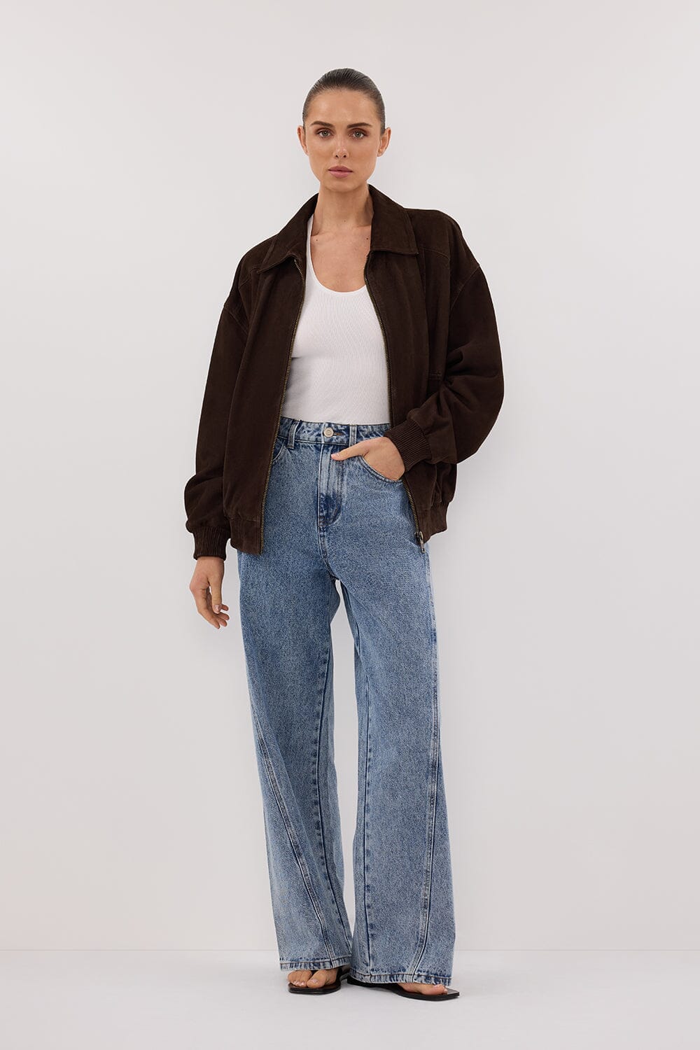 DALTON BITTER CHOC SUEDE BOMBER Clothing DISSH Boutiques 
