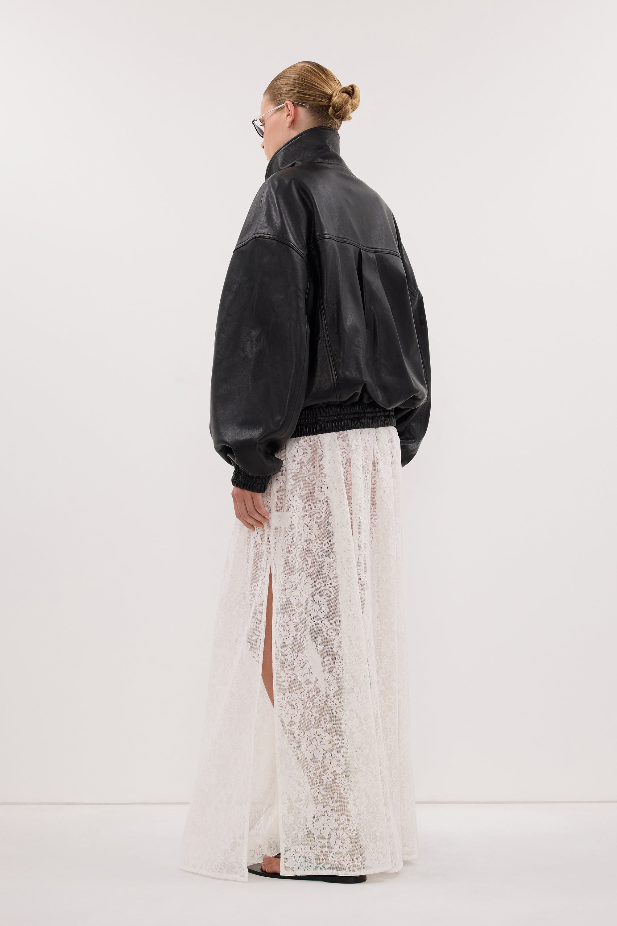 SERIN BLACK LEATHER BOMBER JACKET
