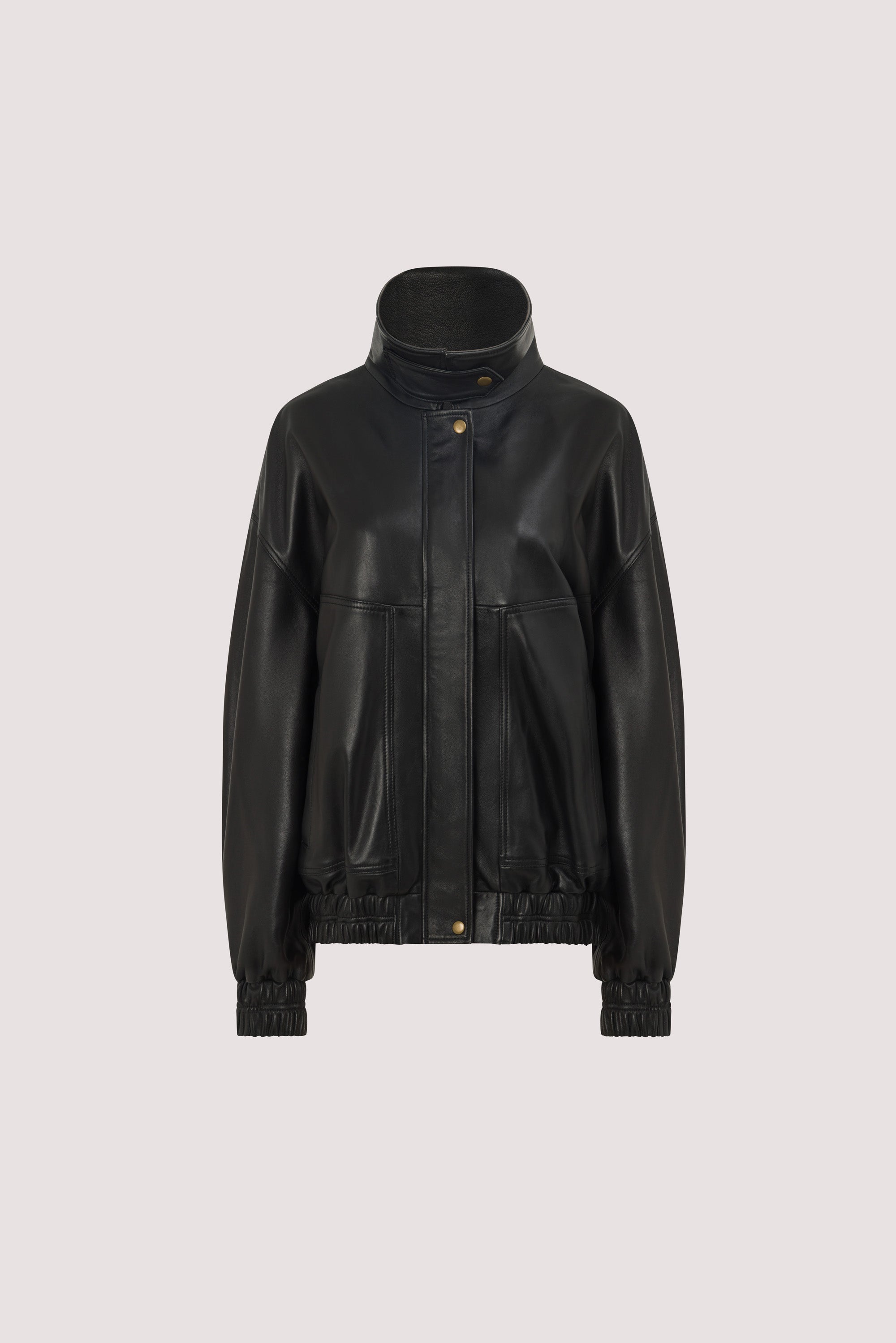 SERIN BLACK LEATHER BOMBER JACKET