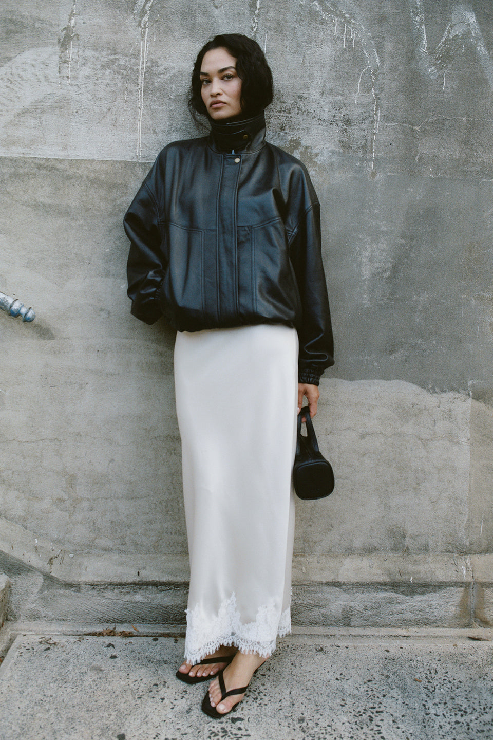 SERIN BLACK LEATHER BOMBER JACKET - PRE ORDER