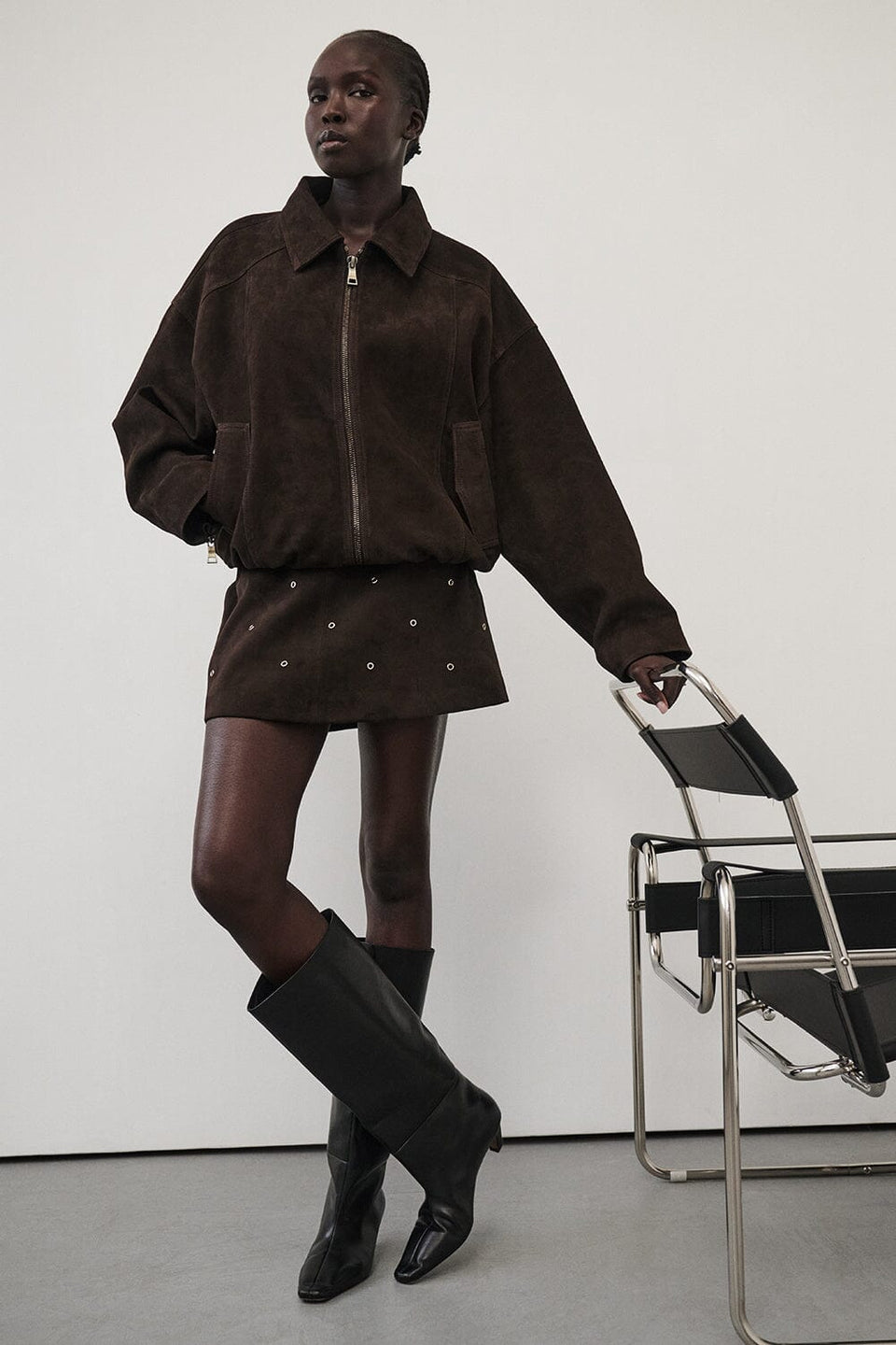 SYLVIE BITTER CHOC SUEDE MINI SKIRT Clothing DISSH Boutiques 