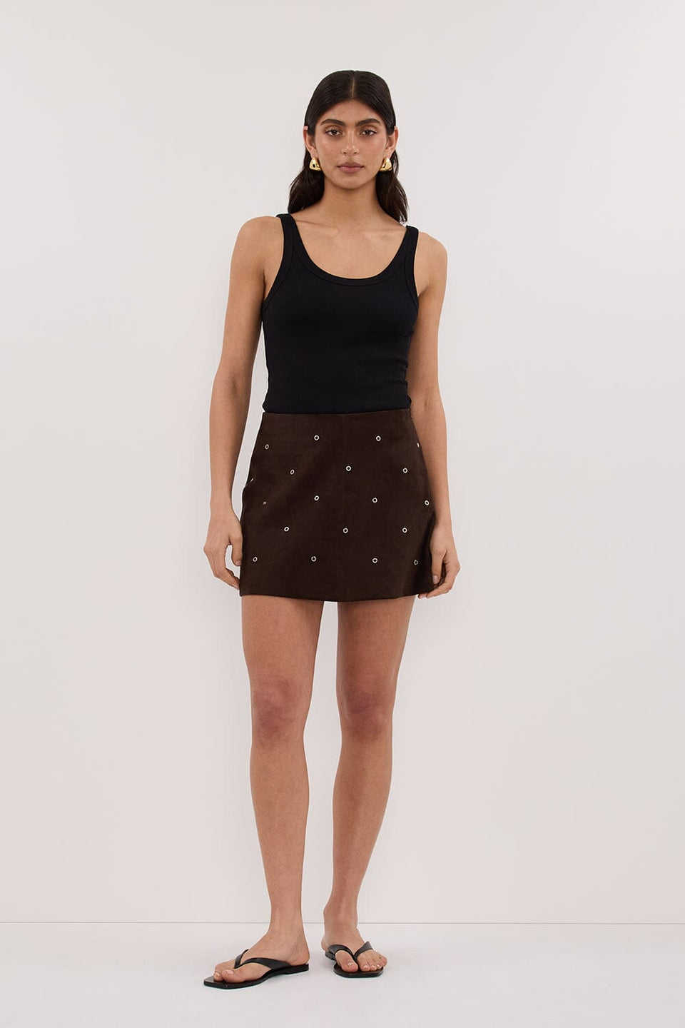 SYLVIE BITTER CHOC SUEDE MINI SKIRT Clothing DISSH Boutiques 