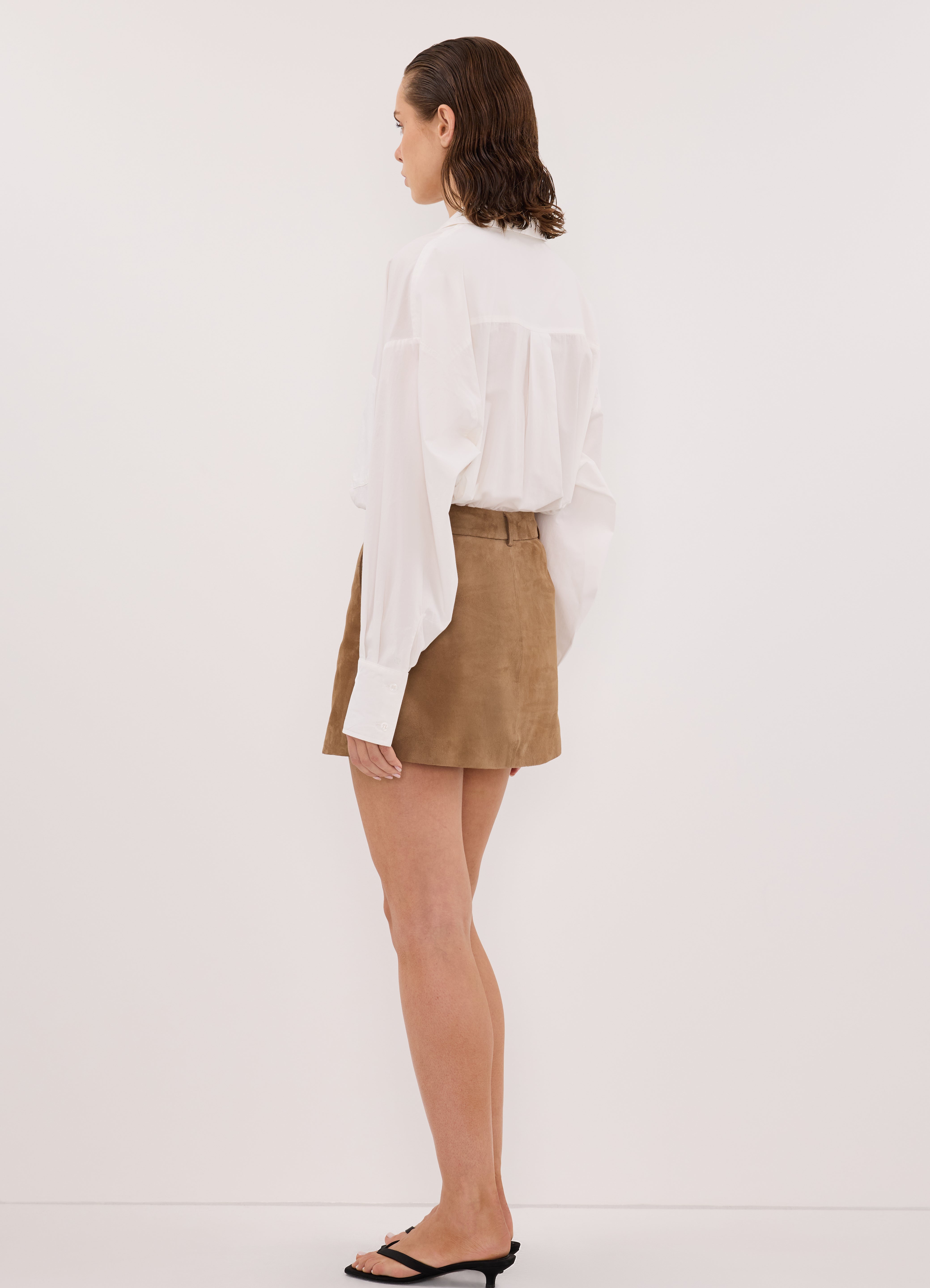 ESTELLE CHESTNUT SUEDE MINI SKIRT
