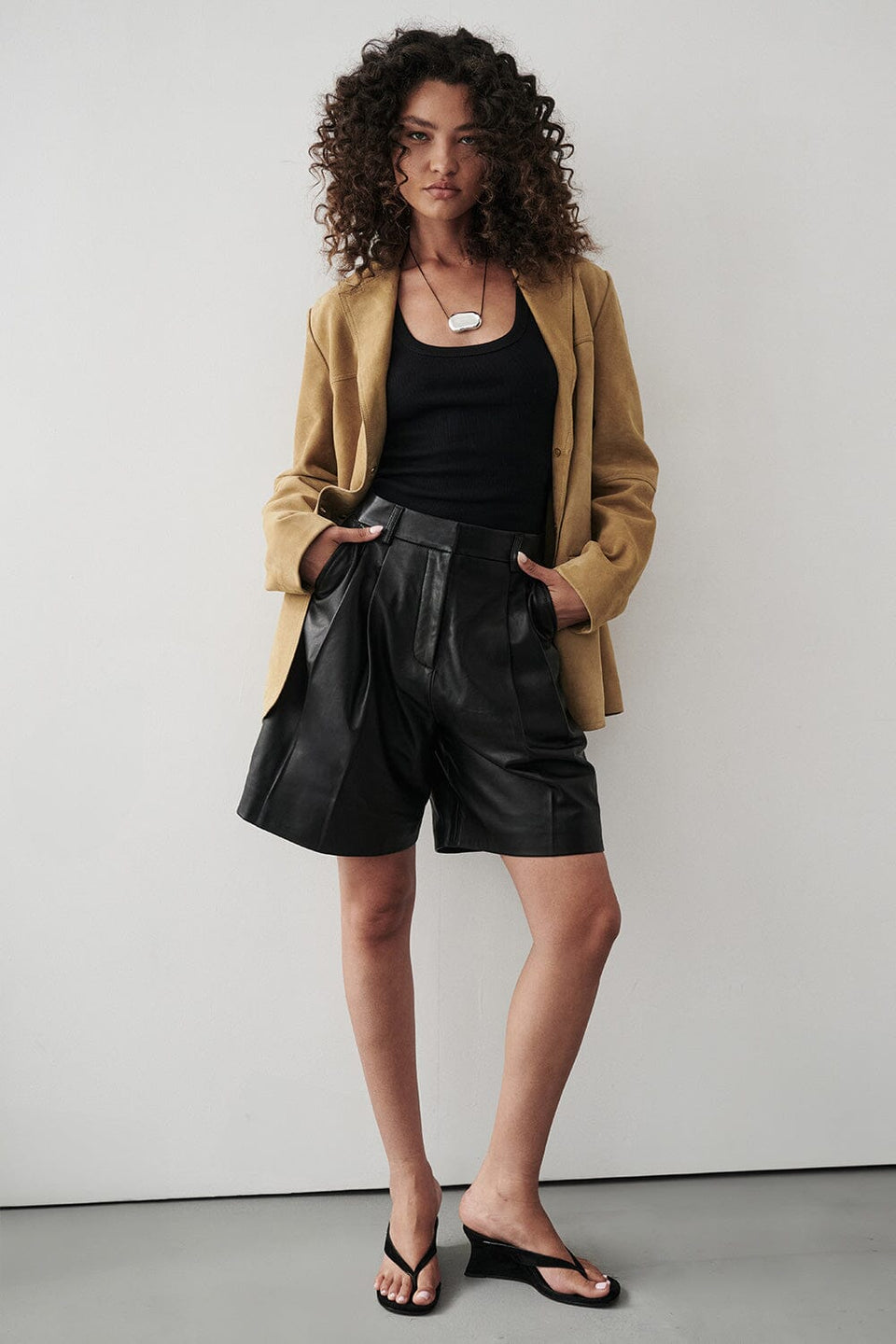 MAYFAIR BLACK LEATHER BERMUDA SHORT Clothing DISSH Boutiques 