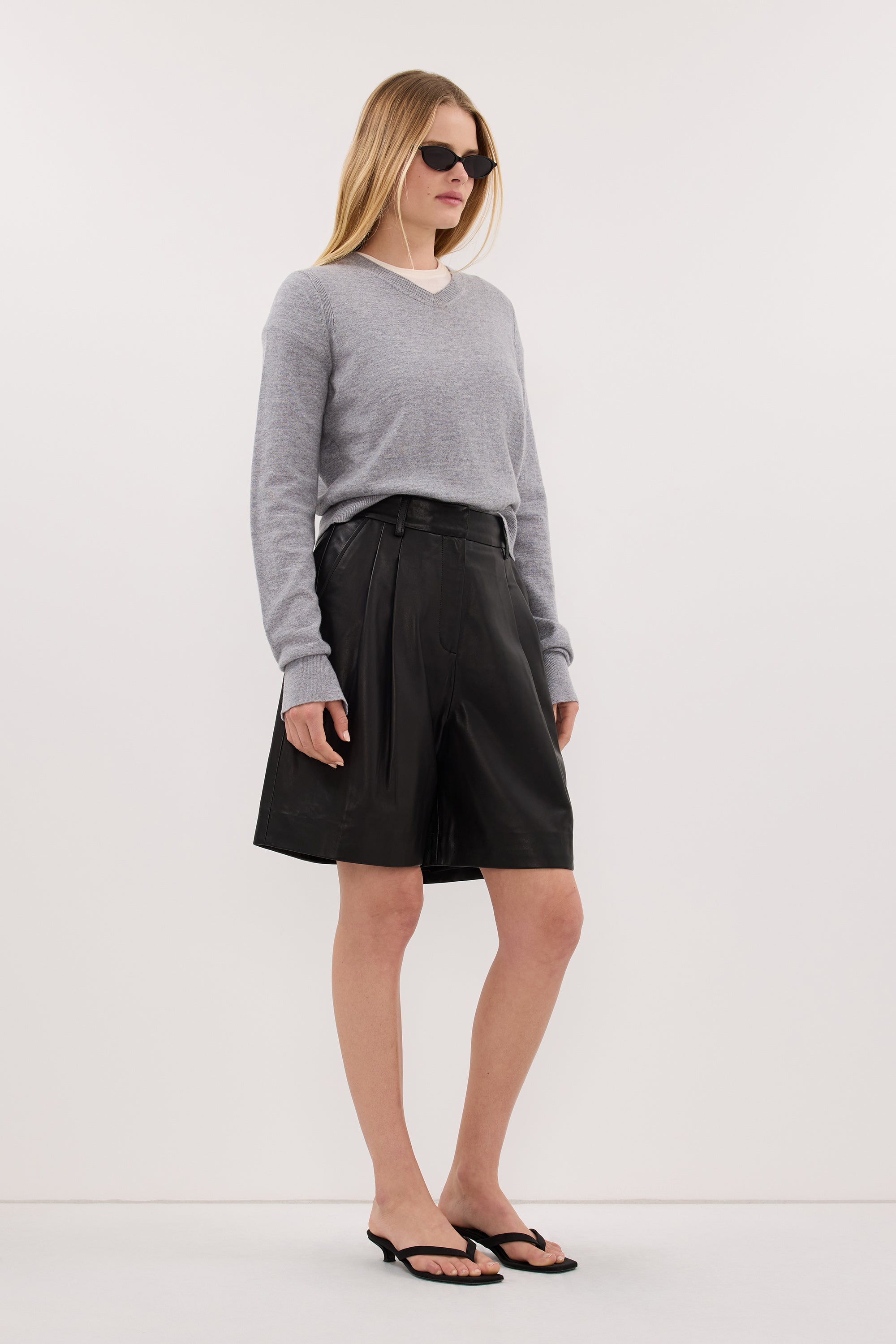 MAYFAIR BLACK LEATHER BERMUDA SHORT