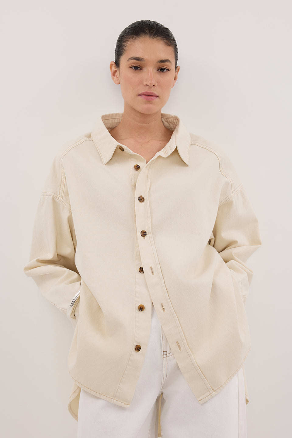 ASHTON NATURAL DENIM SHIRT Clothing DISSH Boutiques 6 NATURAL 