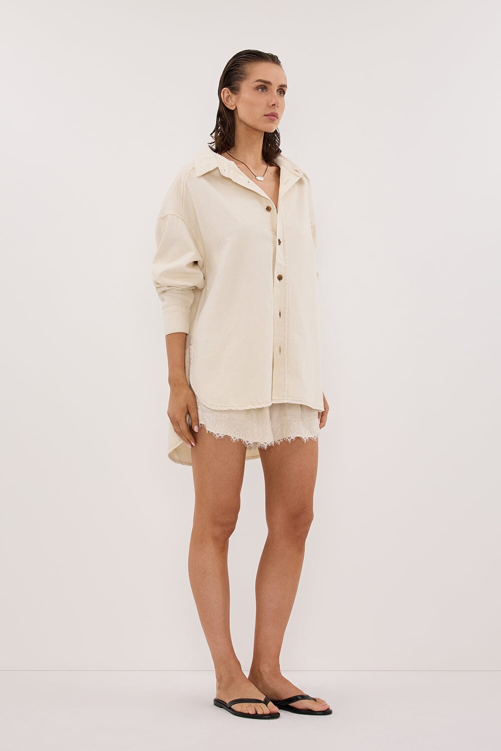 ASHTON NATURAL OVERSIZED DENIM SHIRT Clothing DISSH Boutiques 