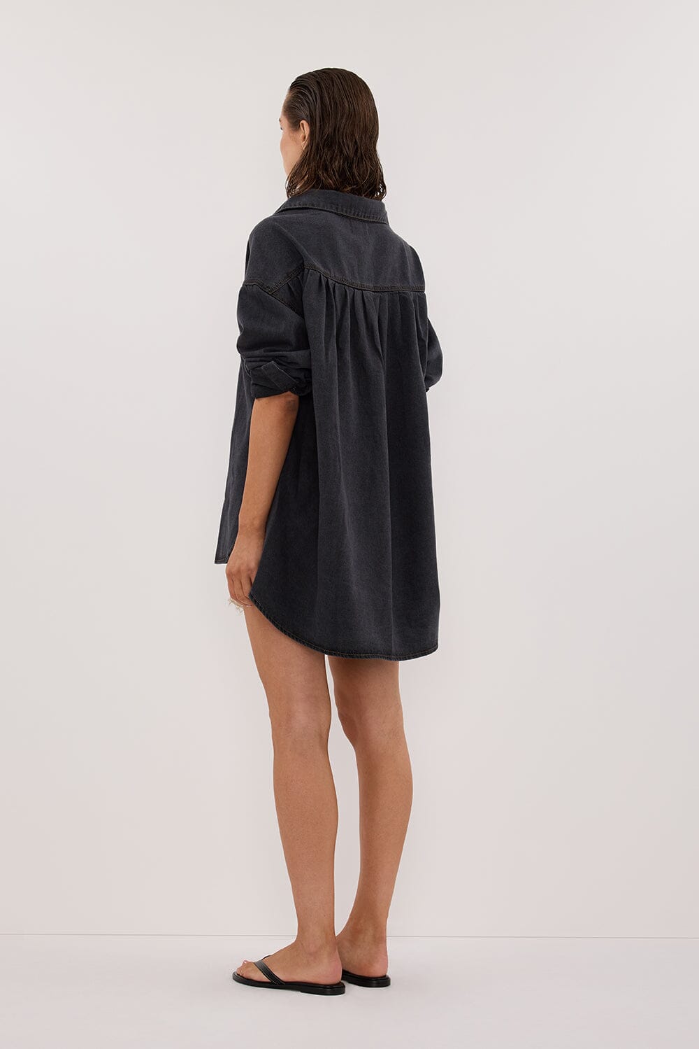 ASHTON WASHED BLACK OVERSIZED DENIM SHIRT Clothing DISSH Boutiques 