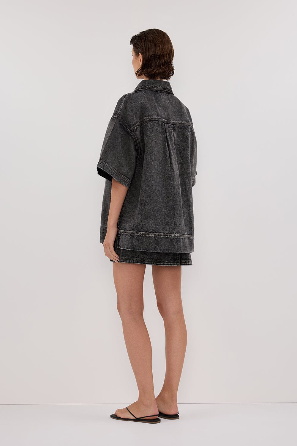 MASON WASHED BLACK BOXY DENIM SHIRT Clothing DISSH Boutiques 