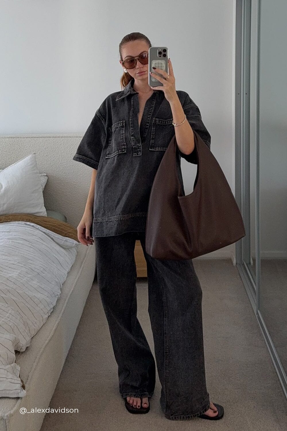 MASON WASHED BLACK BOXY DENIM SHIRT Clothing DISSH Boutiques 