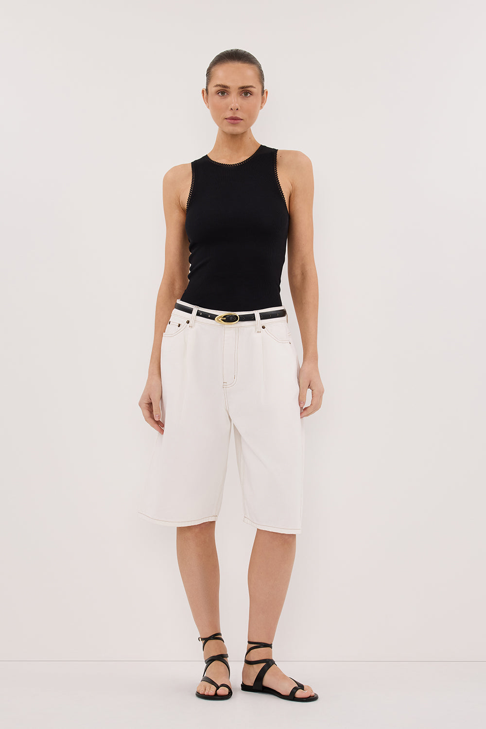 CHARLIZE BLACK SLEEVELESS KNIT TANK Clothing DISSH Boutiques XXS BLACK 