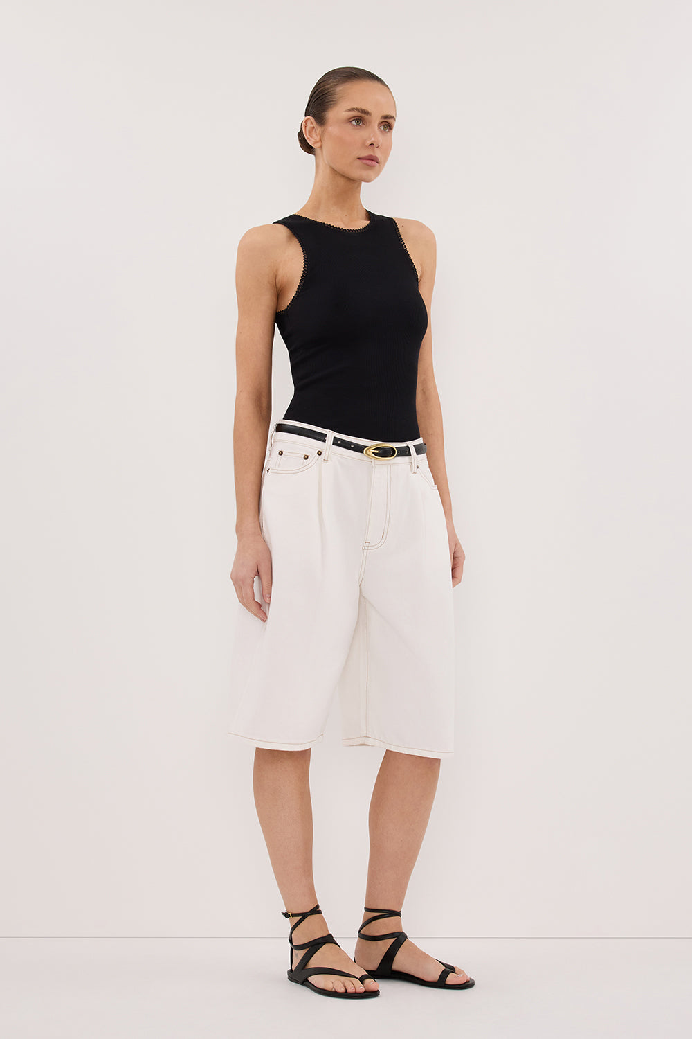 CHARLIZE BLACK SLEEVELESS KNIT TANK Clothing DISSH Boutiques 