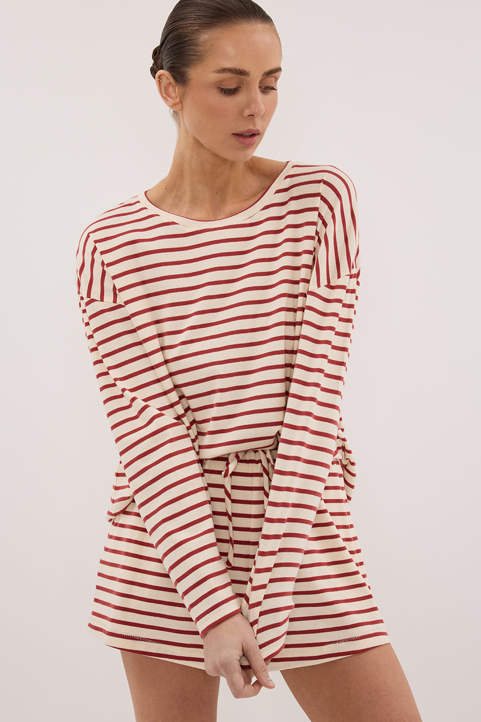 NOLA SAHARA STRIPE LONG SLEEVE TEE Clothing DISSH Boutiques 