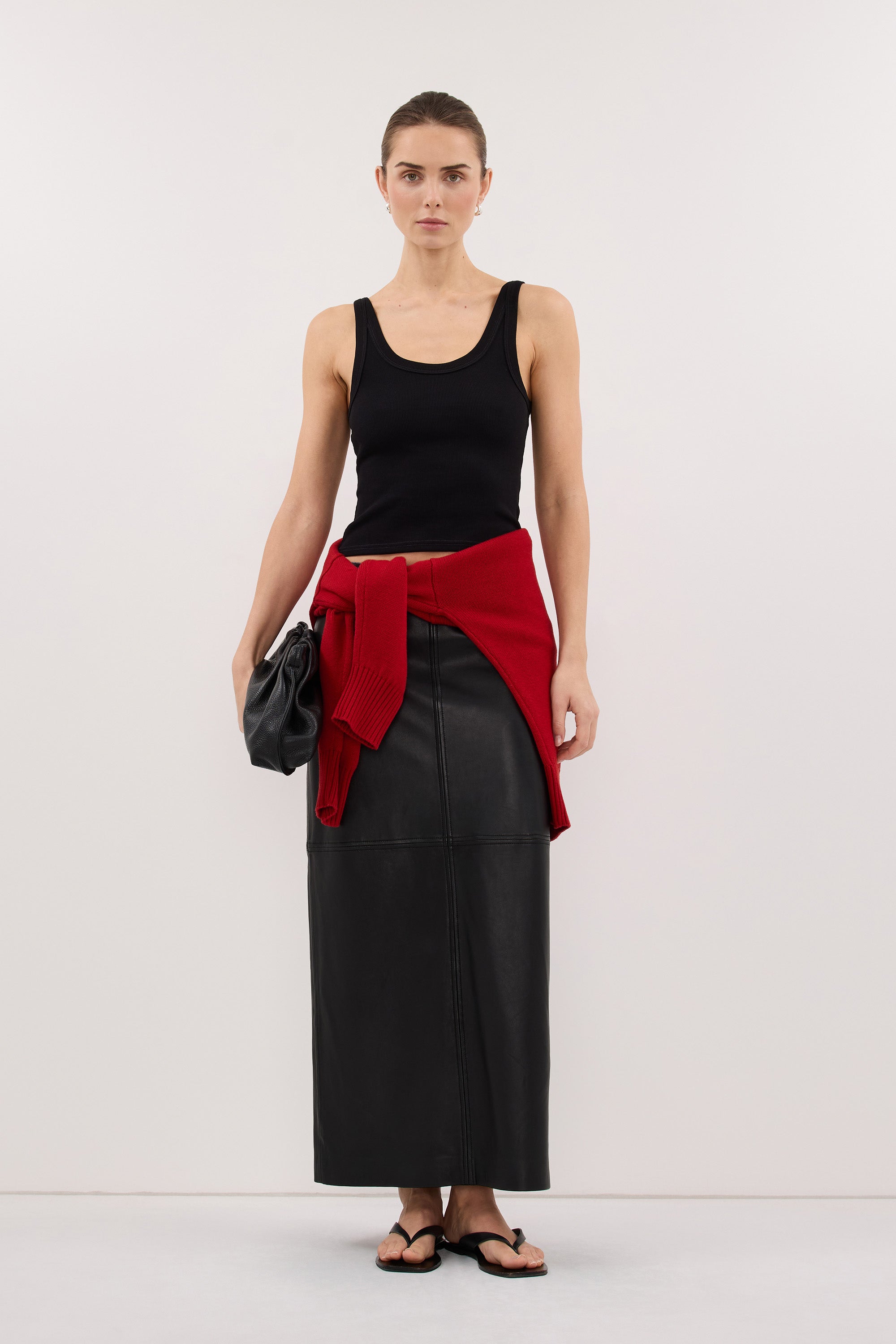 PHOEBE BLACK SCOOP NECK TANK TOP