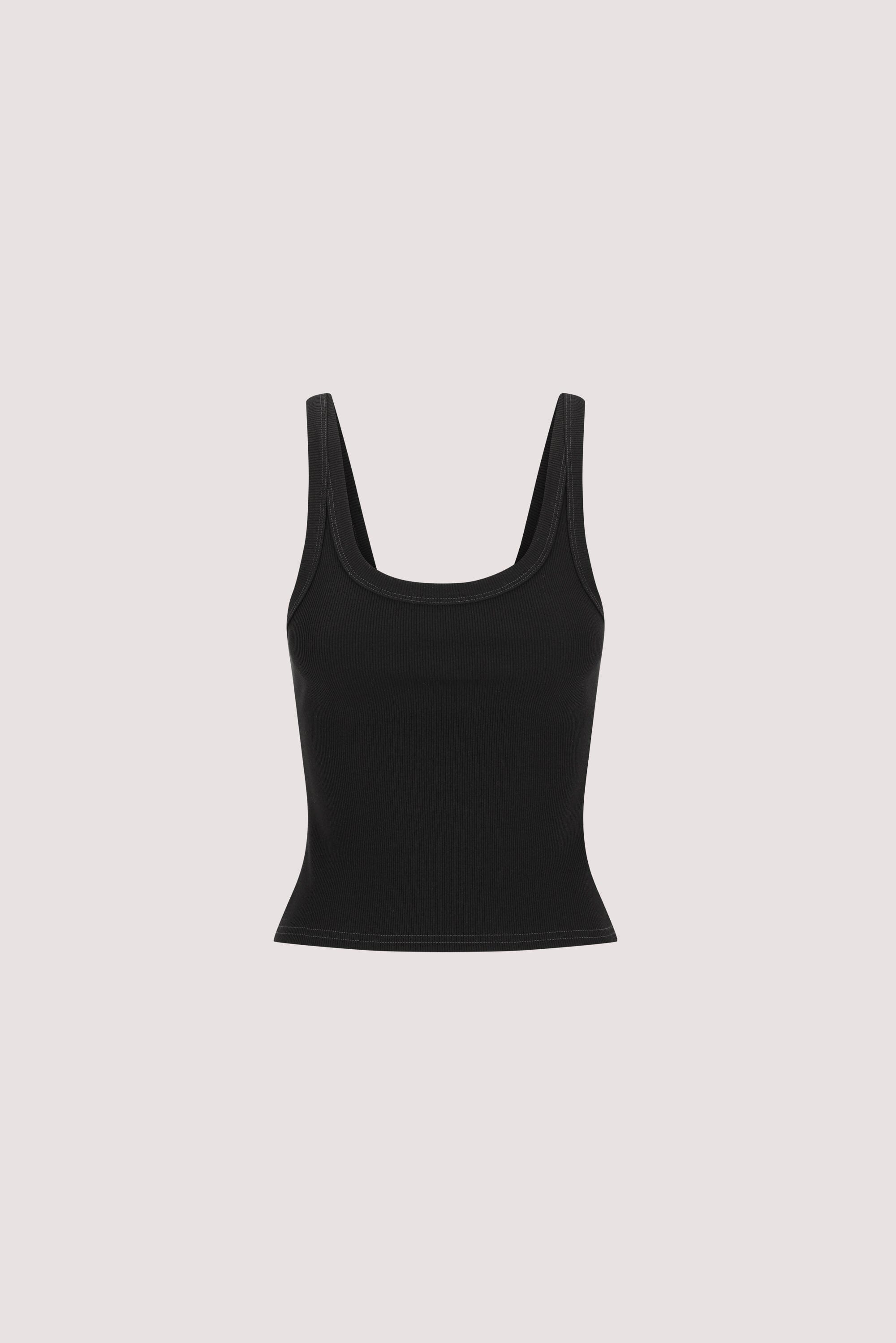 PHOEBE BLACK SCOOP NECK TANK TOP