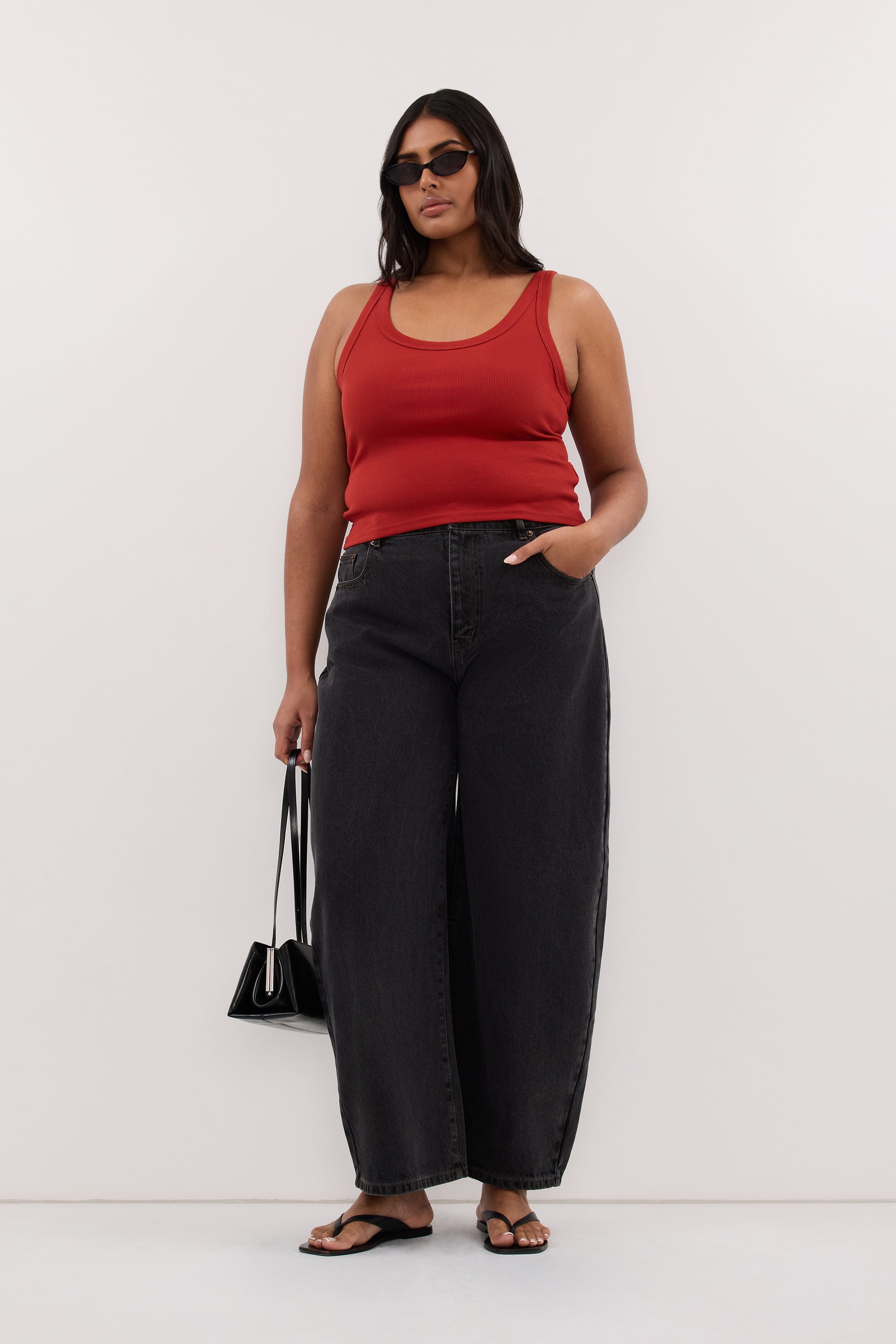 PHOEBE BURNT RED SCOOP NECK TANK