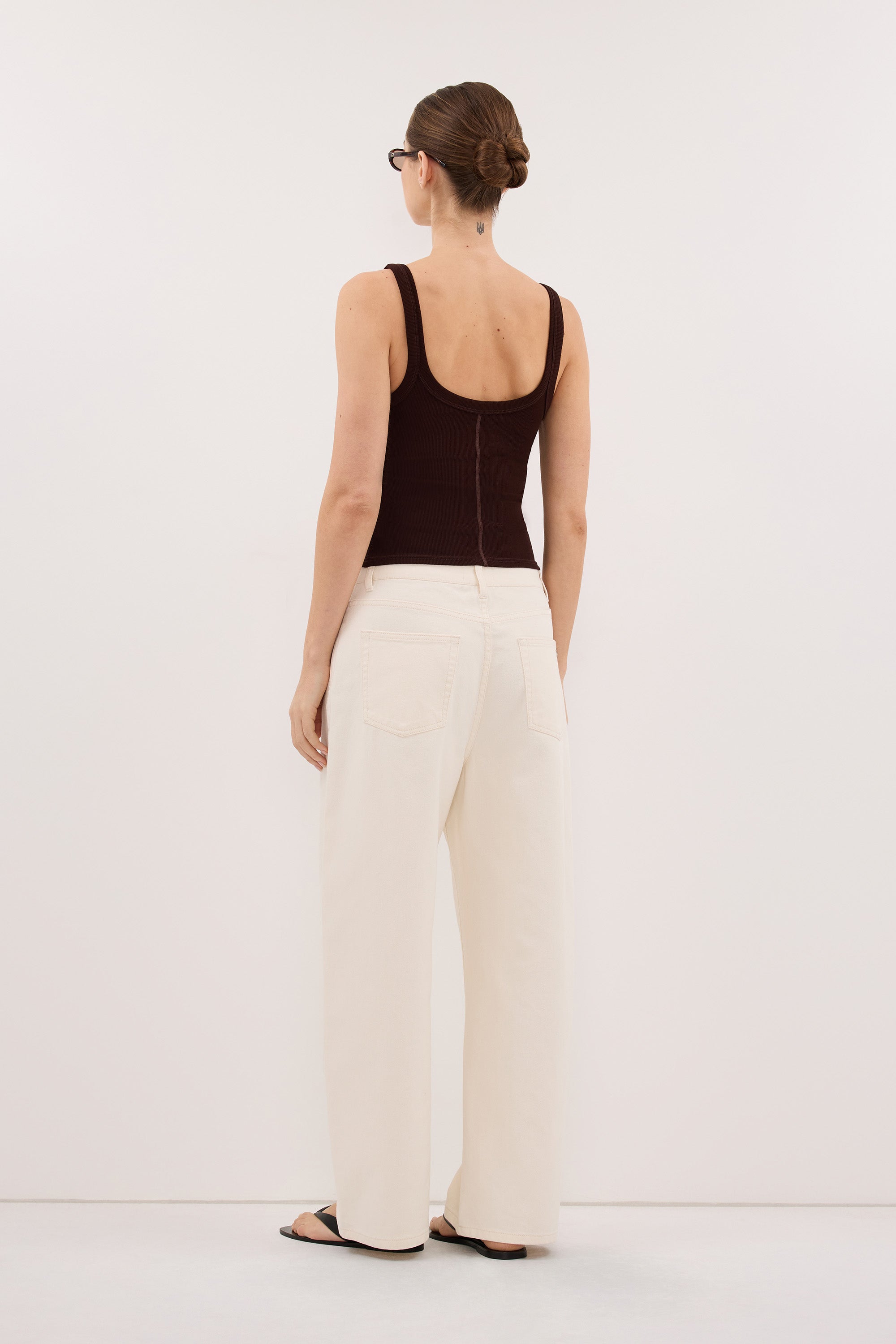 PHOEBE BURNT CHOC SCOOP NECK TANK TOP