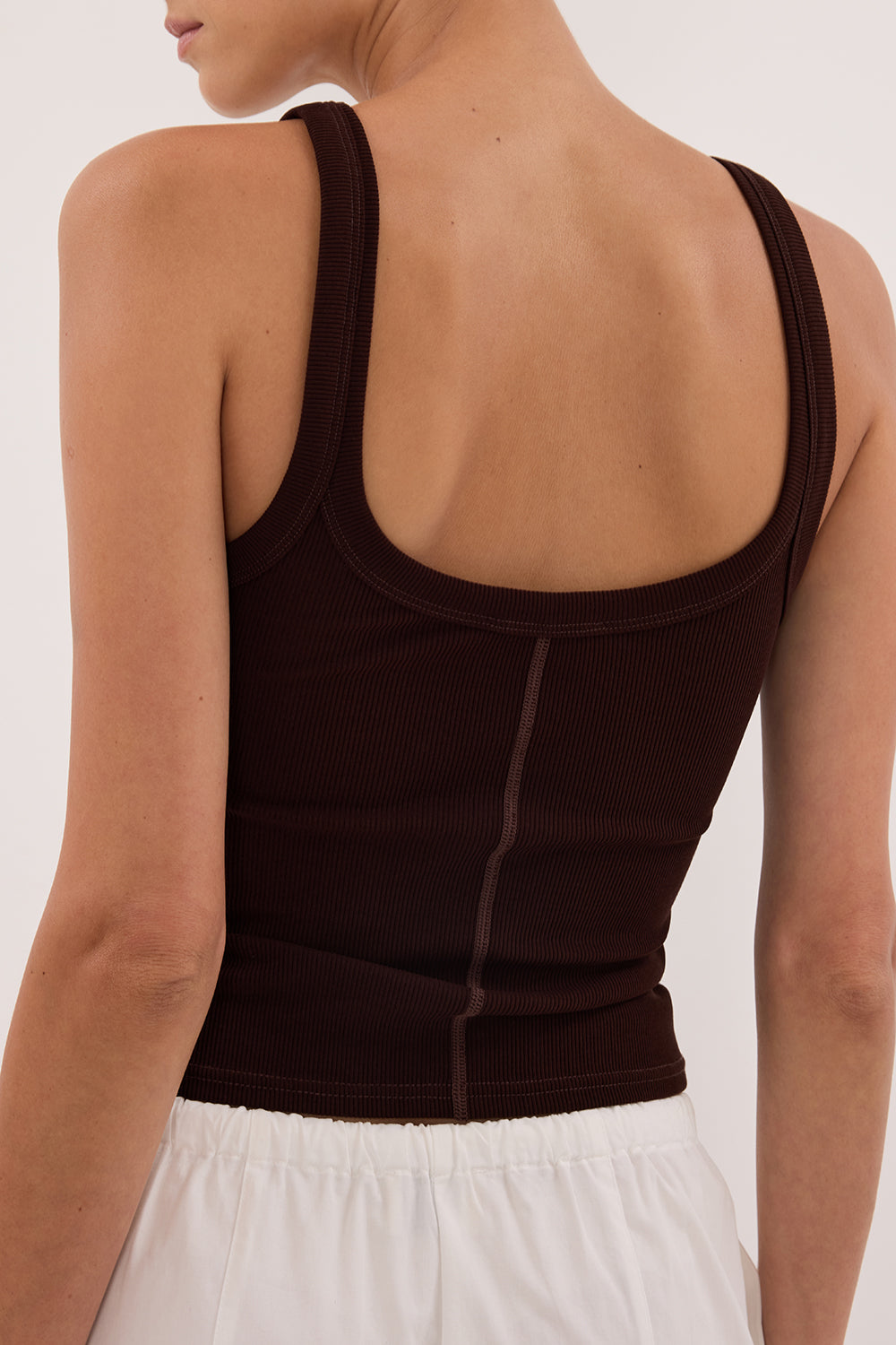 PHOEBE BURNT CHOC SCOOP NECK TANK TOP