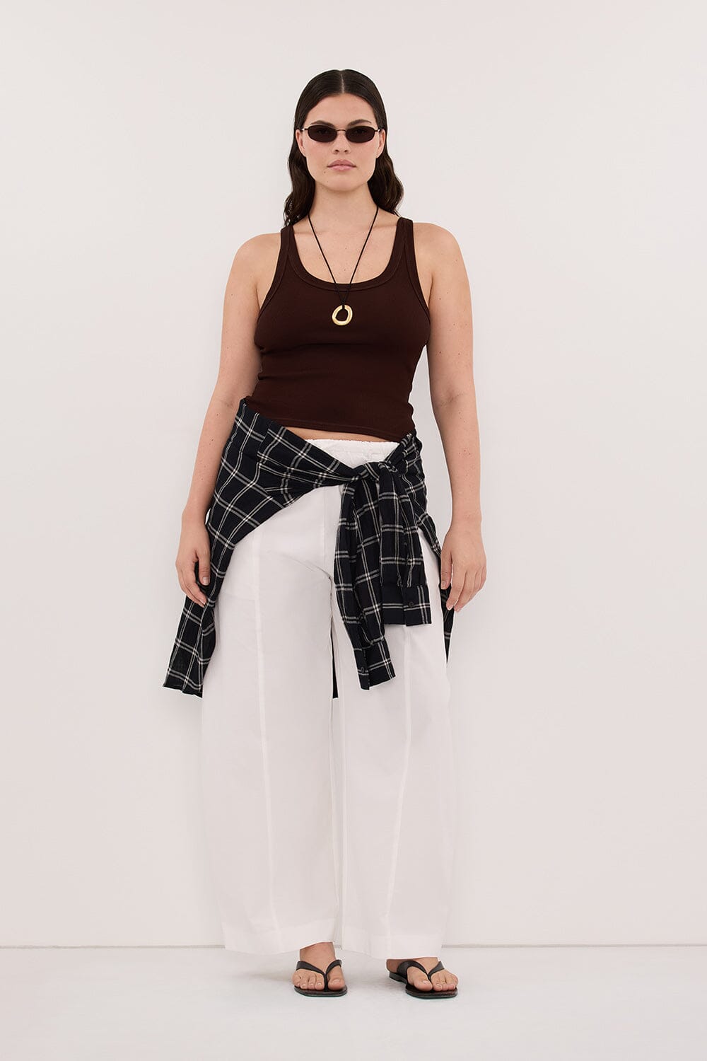 PHOEBE BURNT CHOC SCOOP NECK TANK TOP