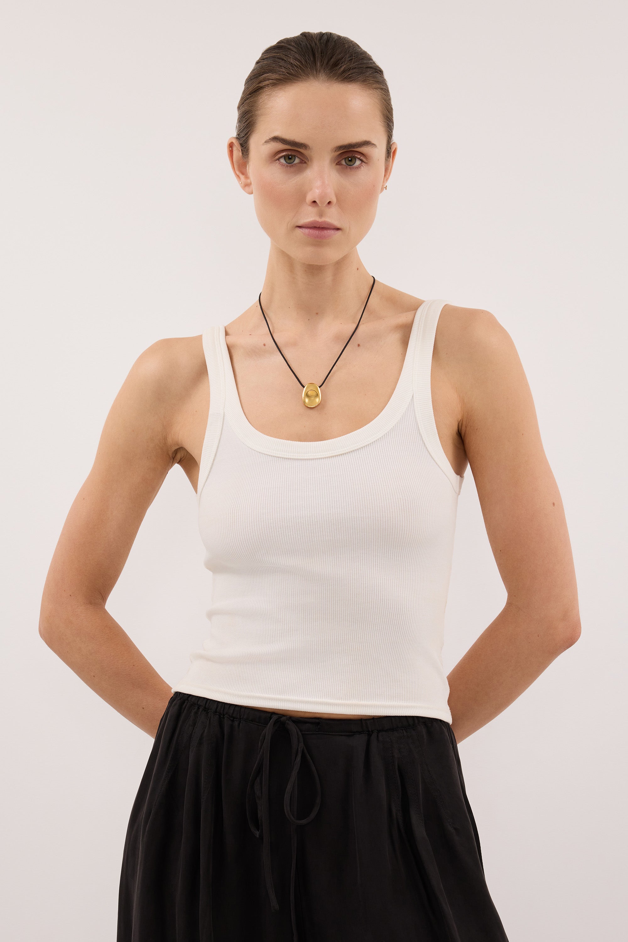PHOEBE OFF WHITE SCOOP NECK TANK TOP