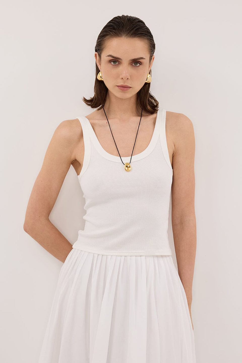 PHOEBE OFF WHITE SCOOP NECK TANK Clothing DISSH Boutiques 