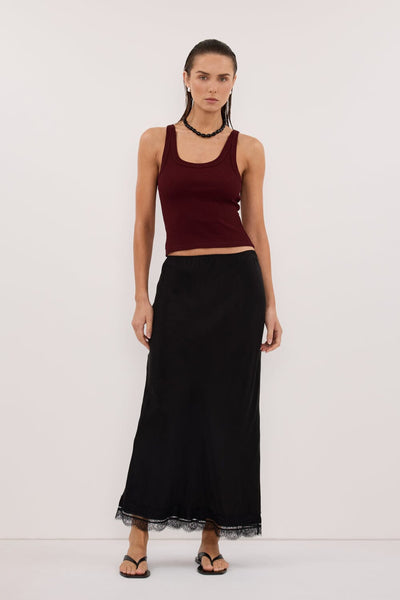 Stas wearing PHOEBE PLUM SCOOP NECK TANK TOP