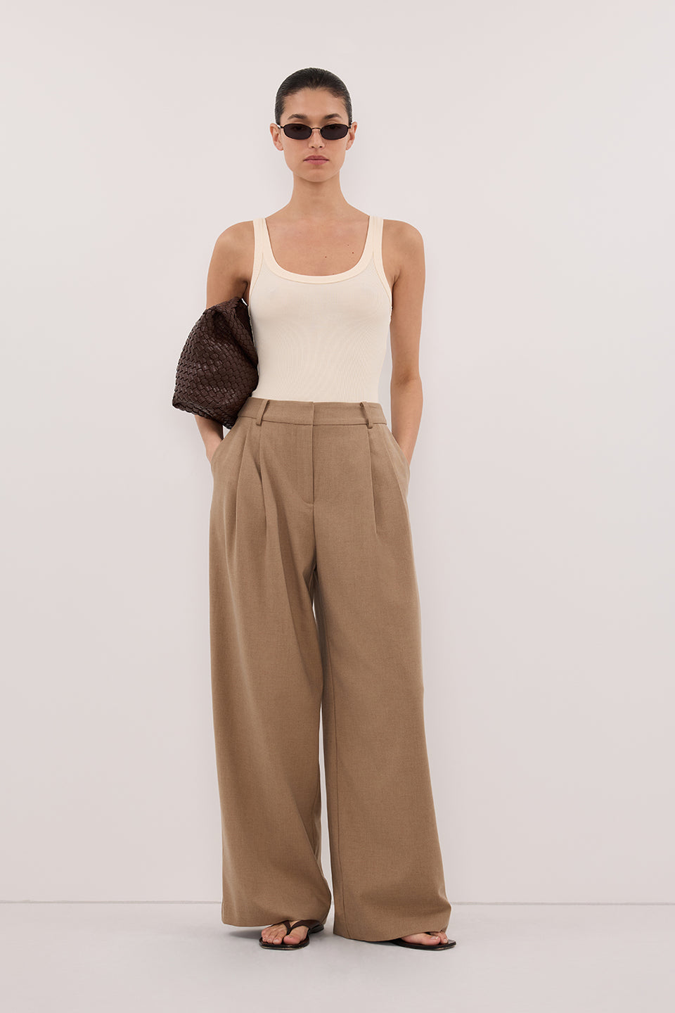 PHOEBE SANDSTONE SLEEVELESS SCOOP NECK TANK Clothing DISSH Boutiques 