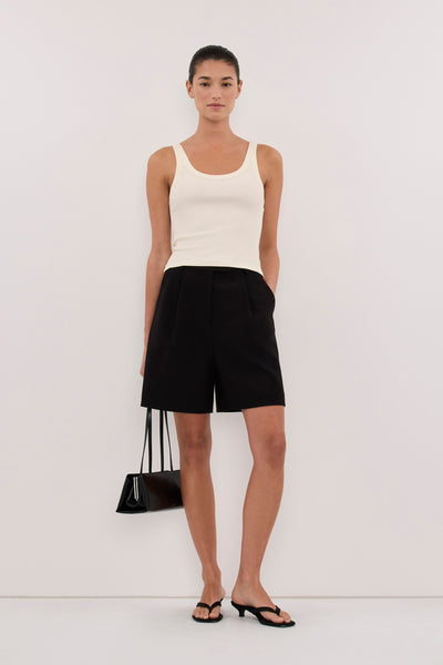 Aude wearing PHOEBE STRAW SCOOP NECK TANK TOP