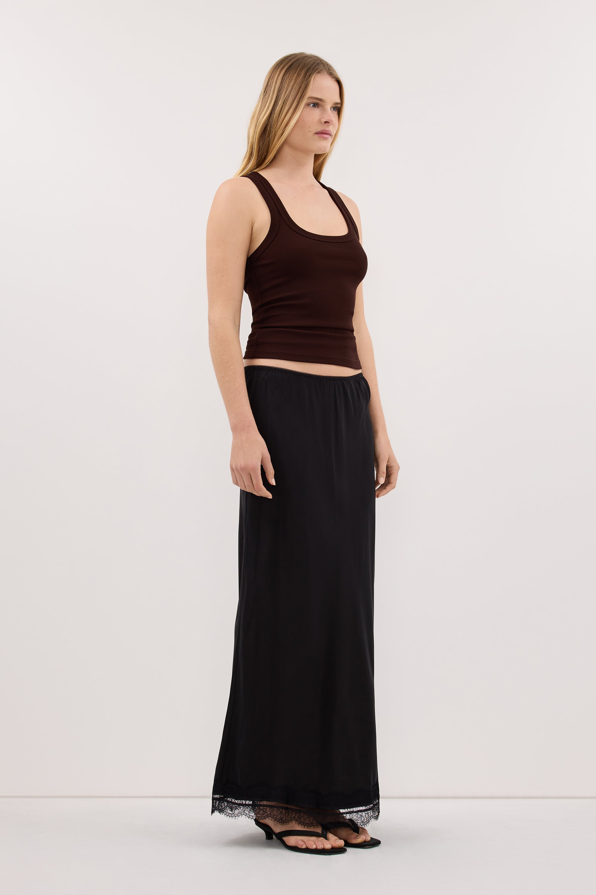 CLARA BURNT CHOC SCOOP NECK TANK TOP
