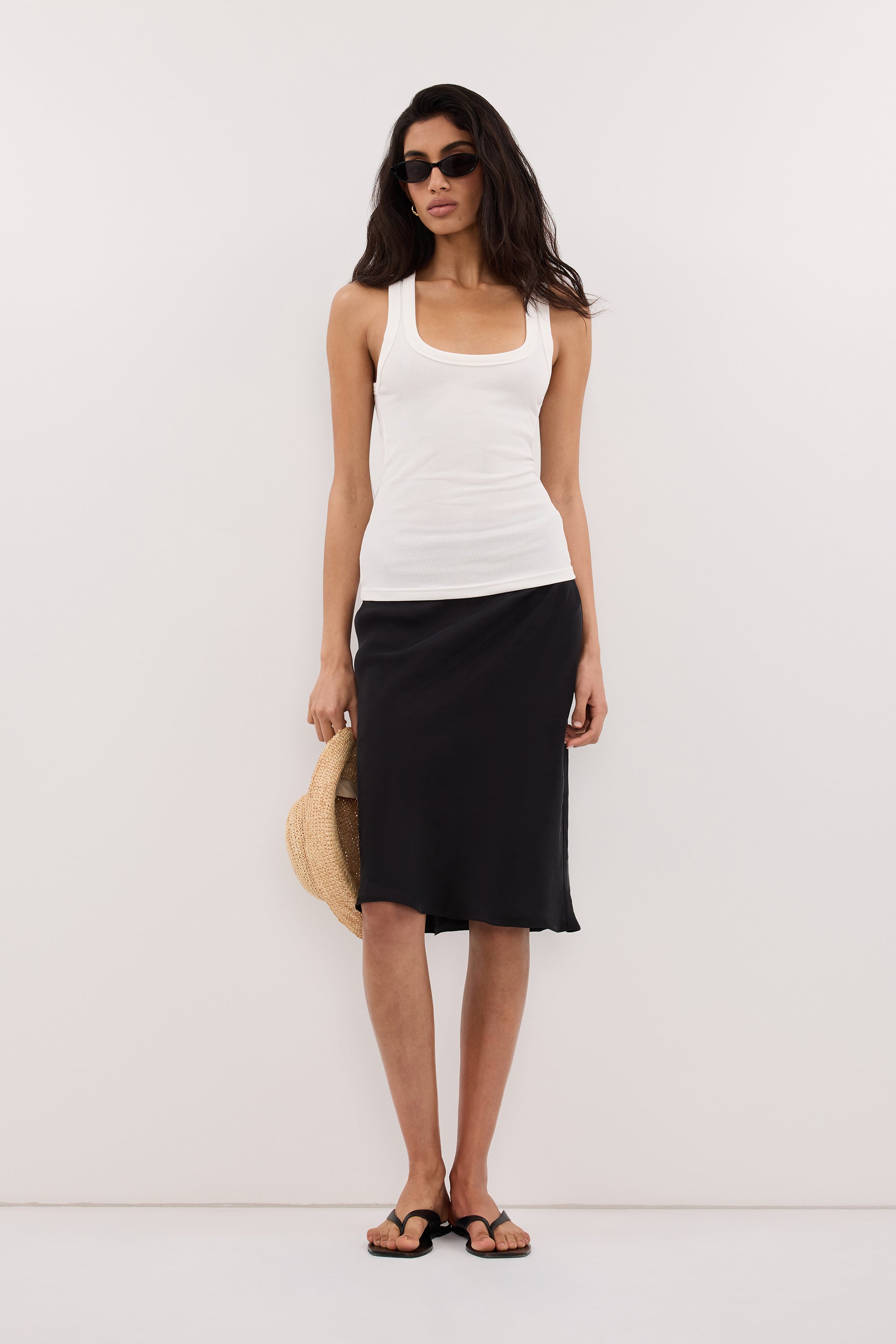CLARA OFF WHITE SCOOP NECK TANK TOP