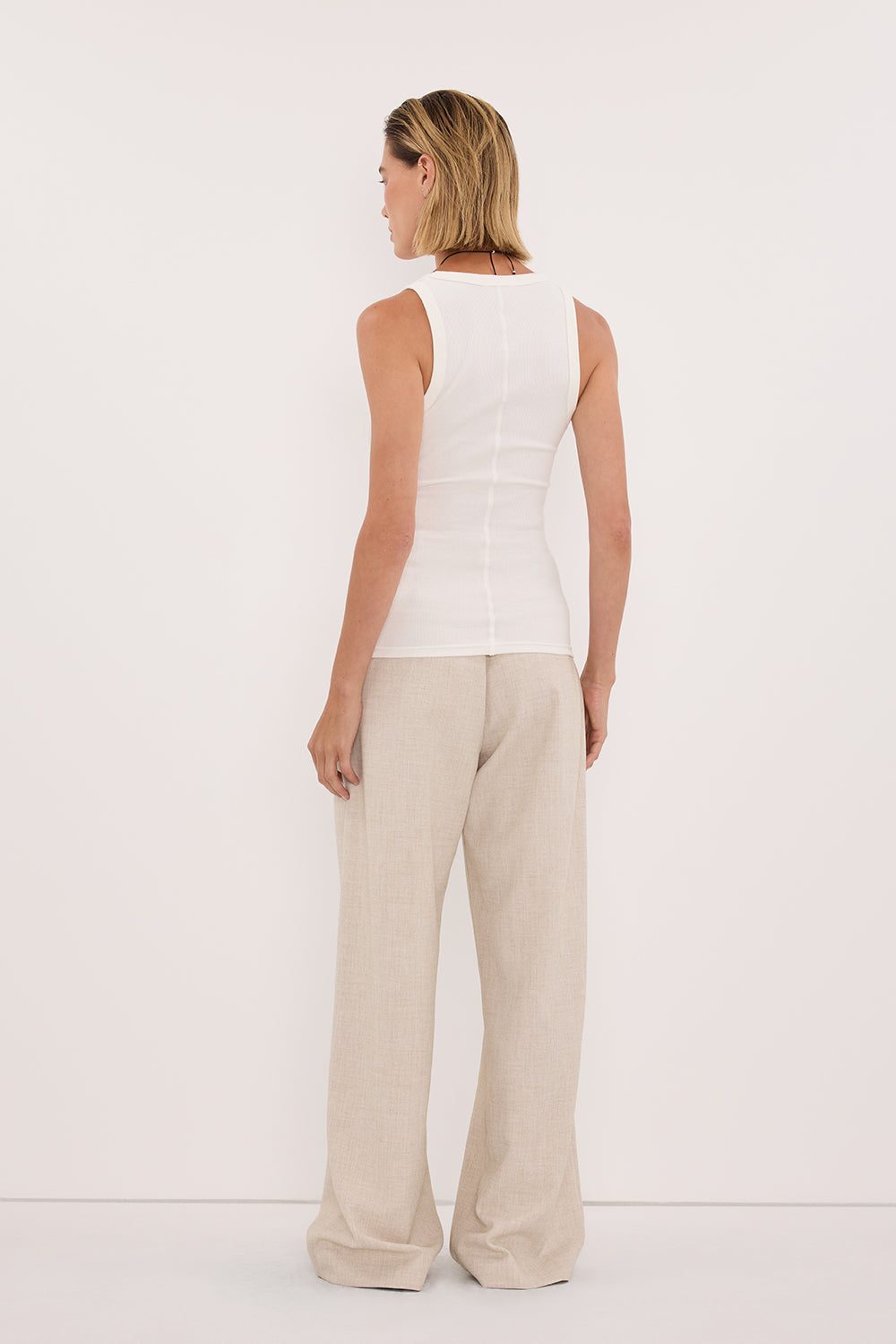 CLARA OFF WHITE SCOOP NECK TANK TOP