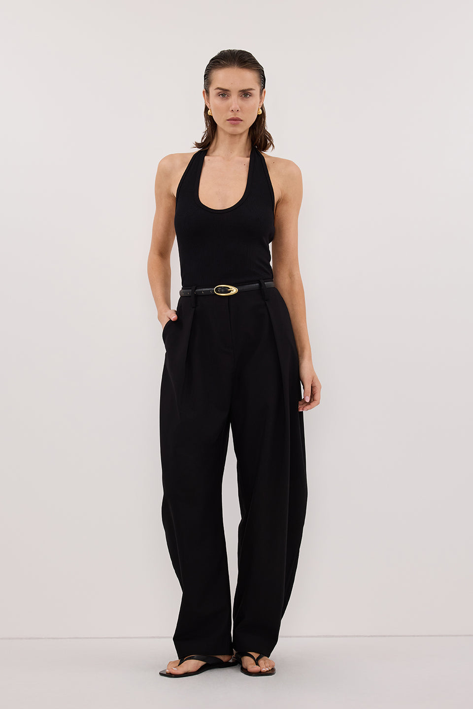 HARLAN BLACK KNIT HALTER TOP Clothing DISSH Boutiques XS BLACK 