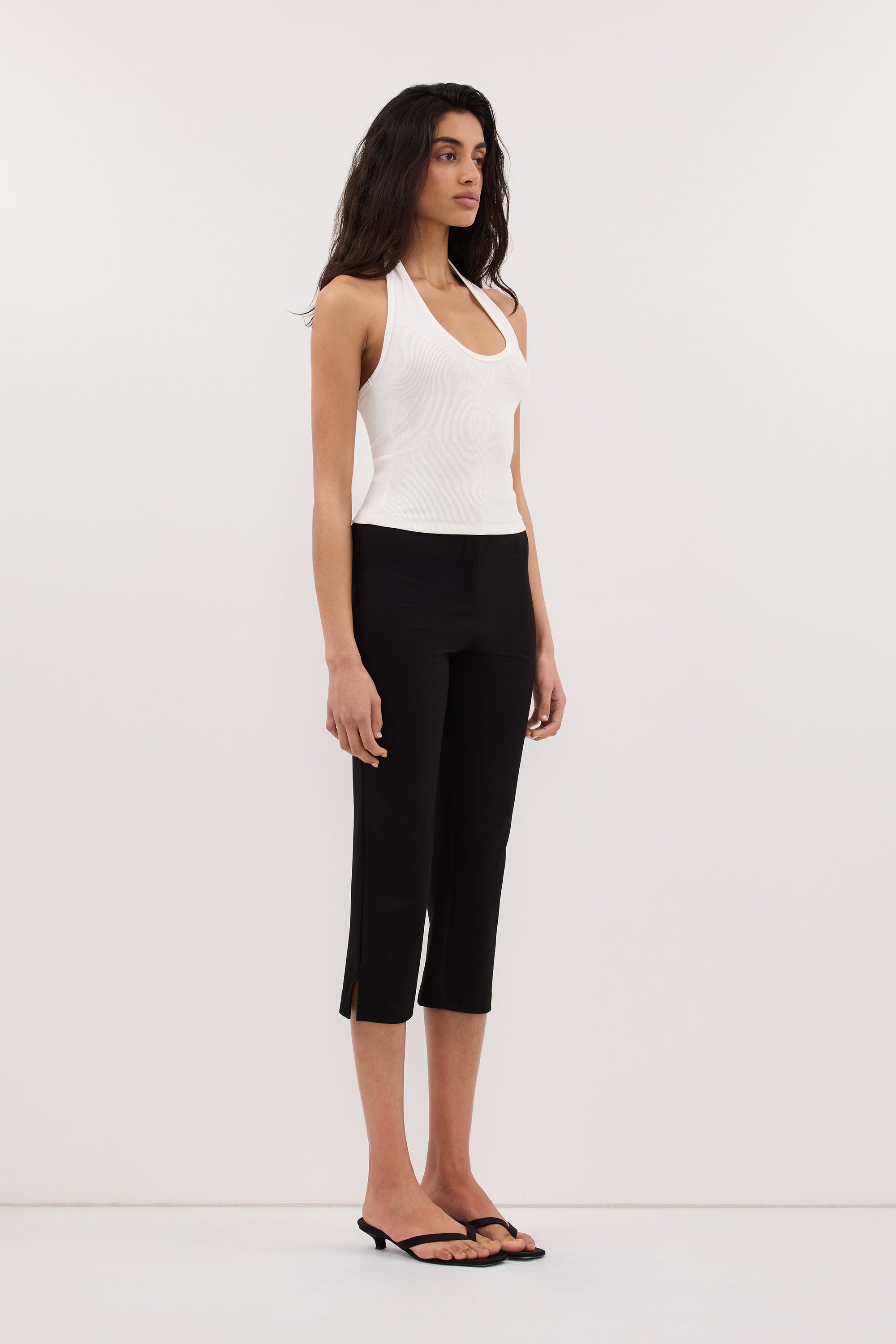 HARLAN OFF WHITE KNIT HALTER TOP