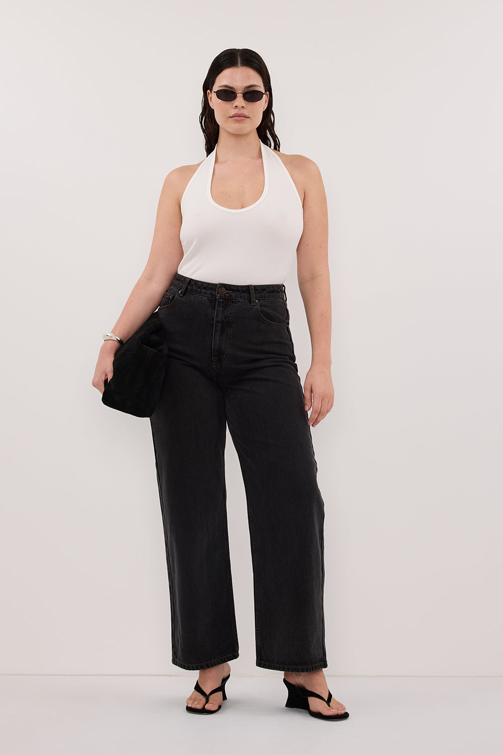 HARLAN OFF WHITE KNIT HALTER TOP